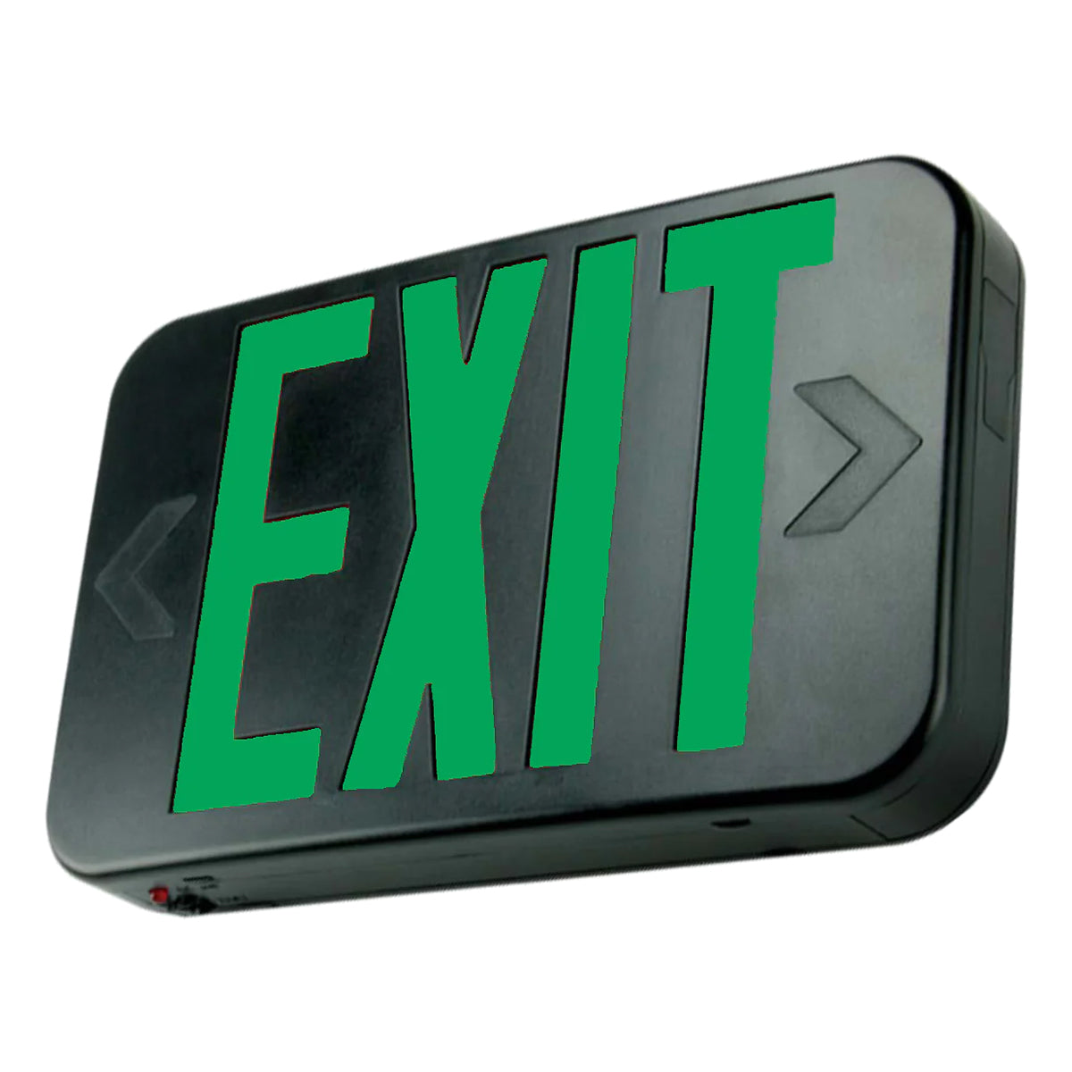 LED Exit Sign, 2 Single Face with Red/Green Letters, Black, Battery Included - Bees Lighting