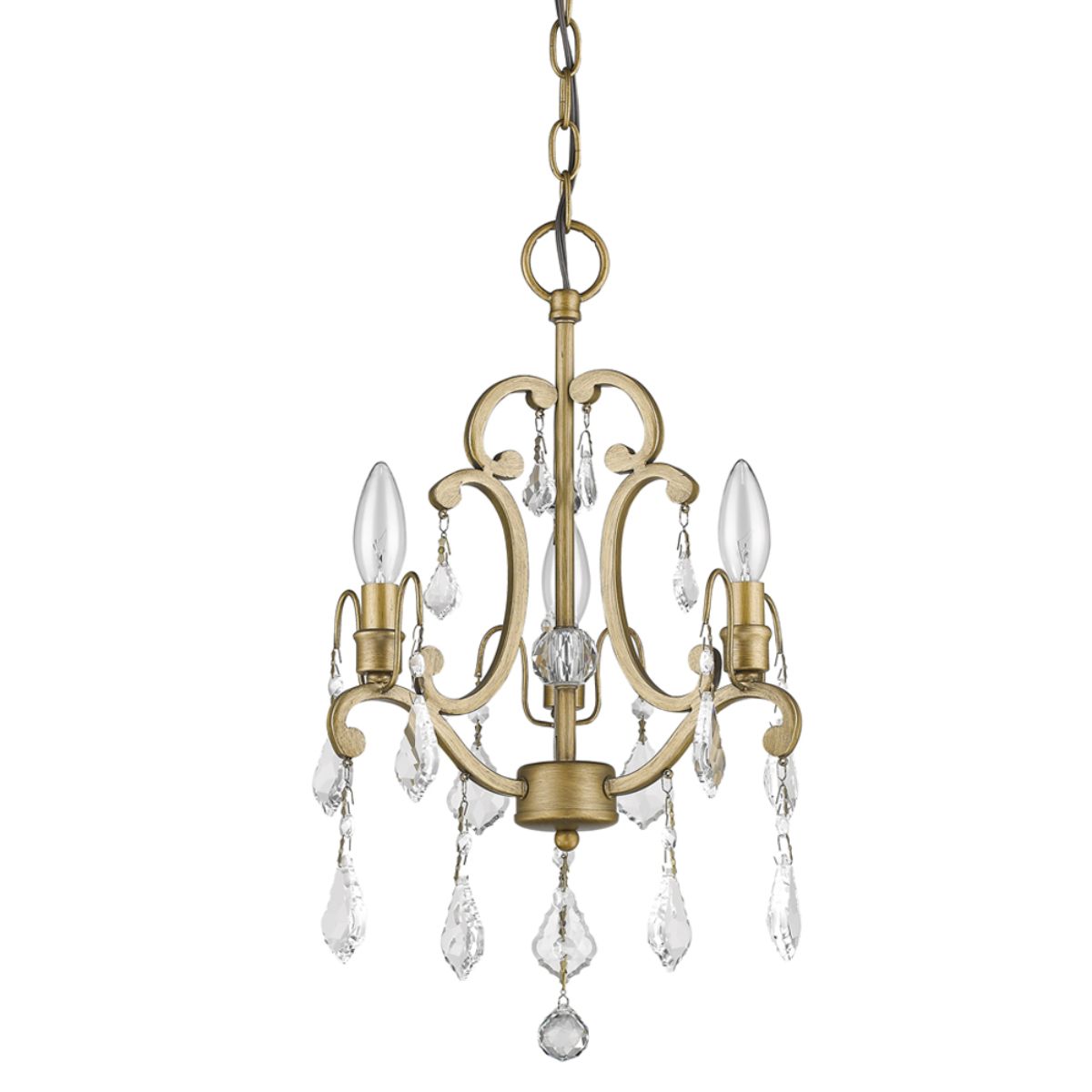 Claire 12 in. 3 Lights Chandelier Gold Finish