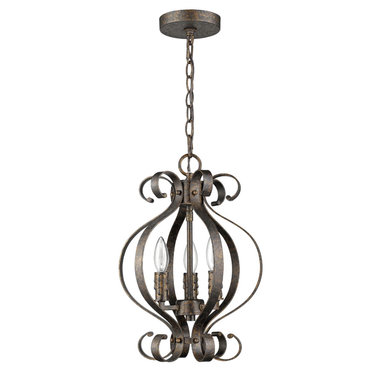 Lydia 12 in. 3 Lights Chandelier Rust Finish