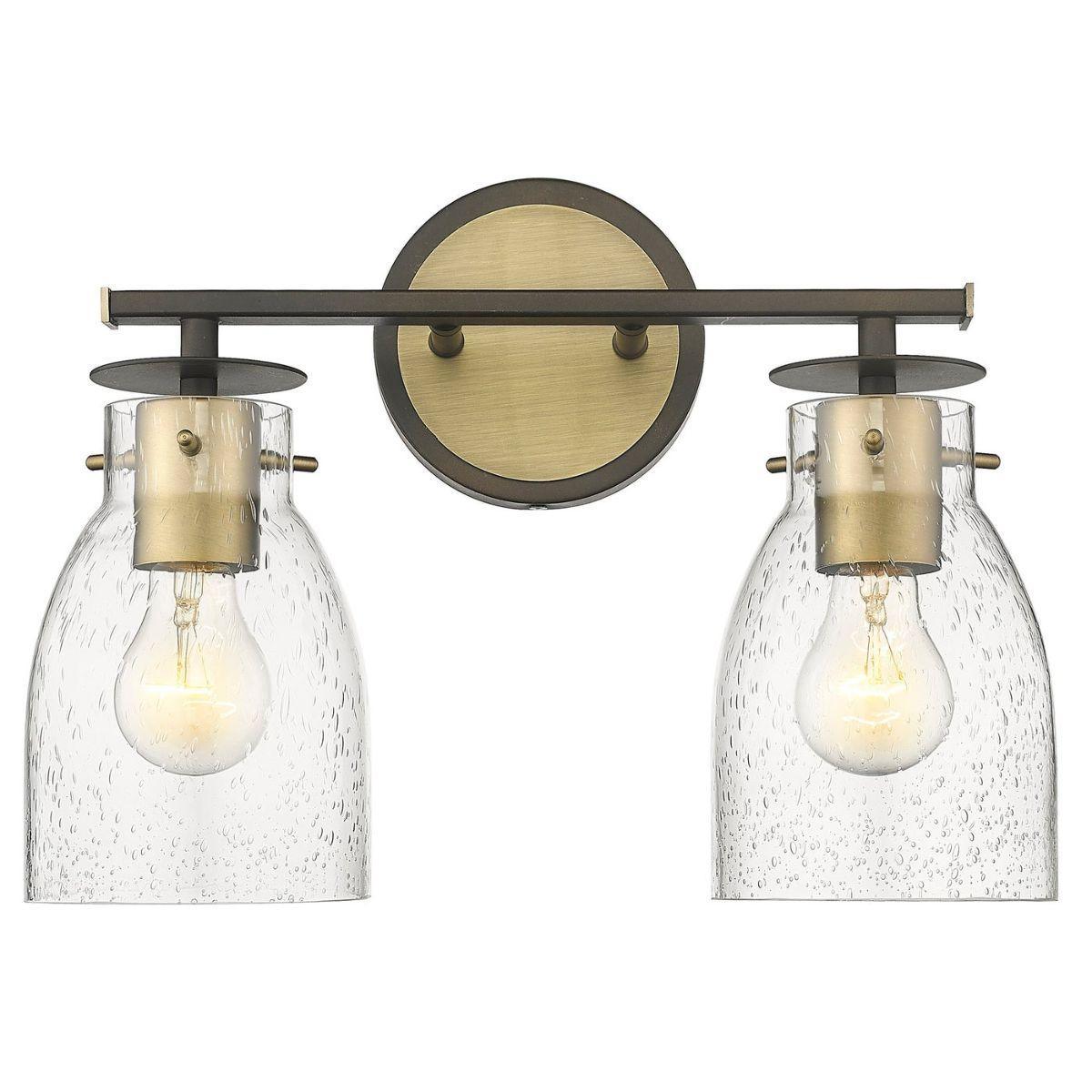 Shelby 15 in. 2 Lights Vanity Light Oil Rubbed Bronze & Antique Brass Finish