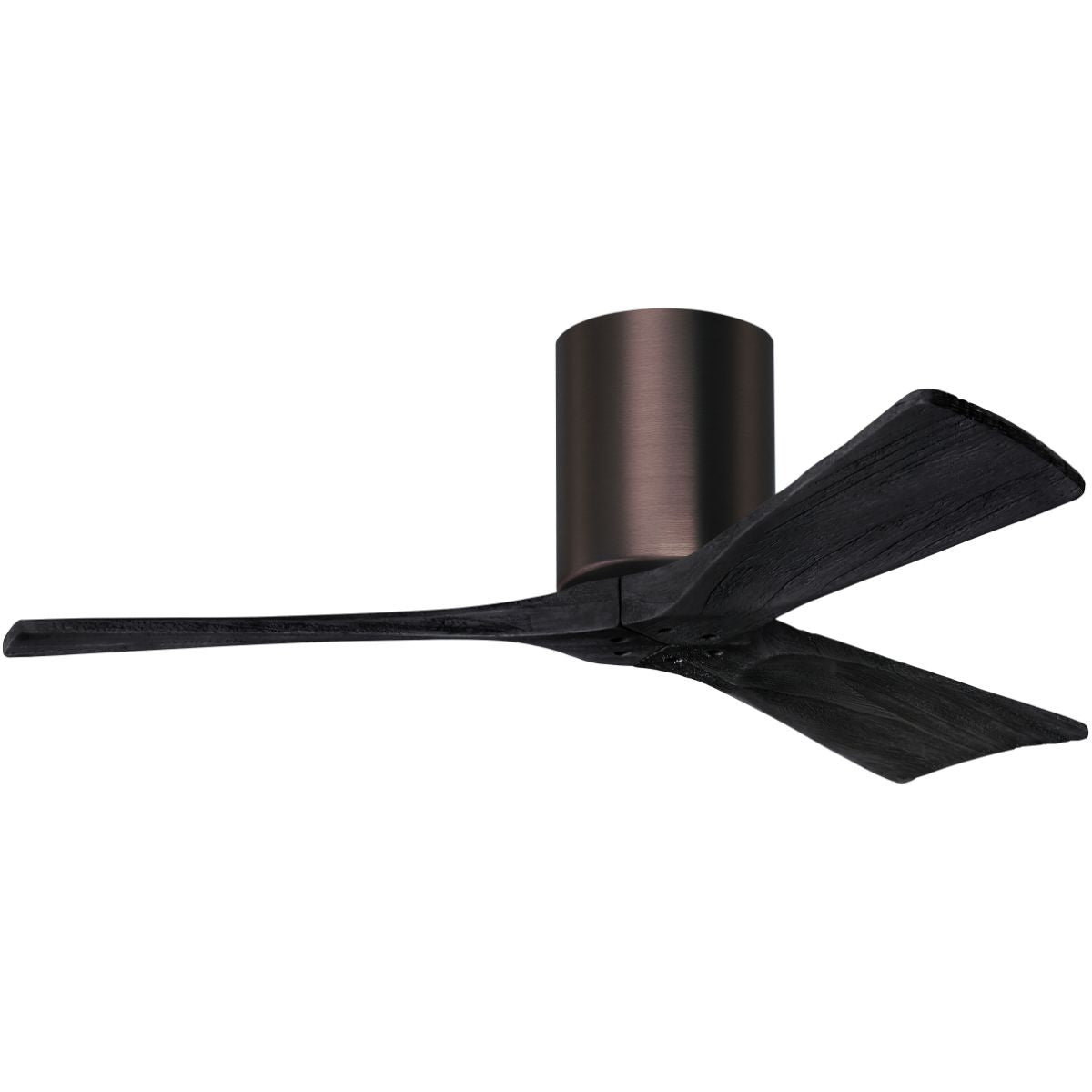 Irene 3-Blade 42 Inch Hugger Ceiling Fan with Remote, Brushed Bronze with Matte Black Blades - Bees Lighting