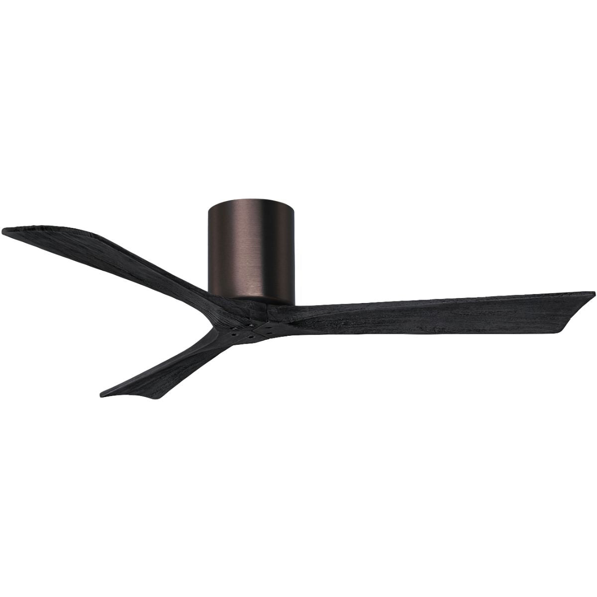 Irene 3-Blade 52 Inch Hugger Ceiling Fan with Remote, Brushed Bronze with Matte Black Blades - Bees Lighting