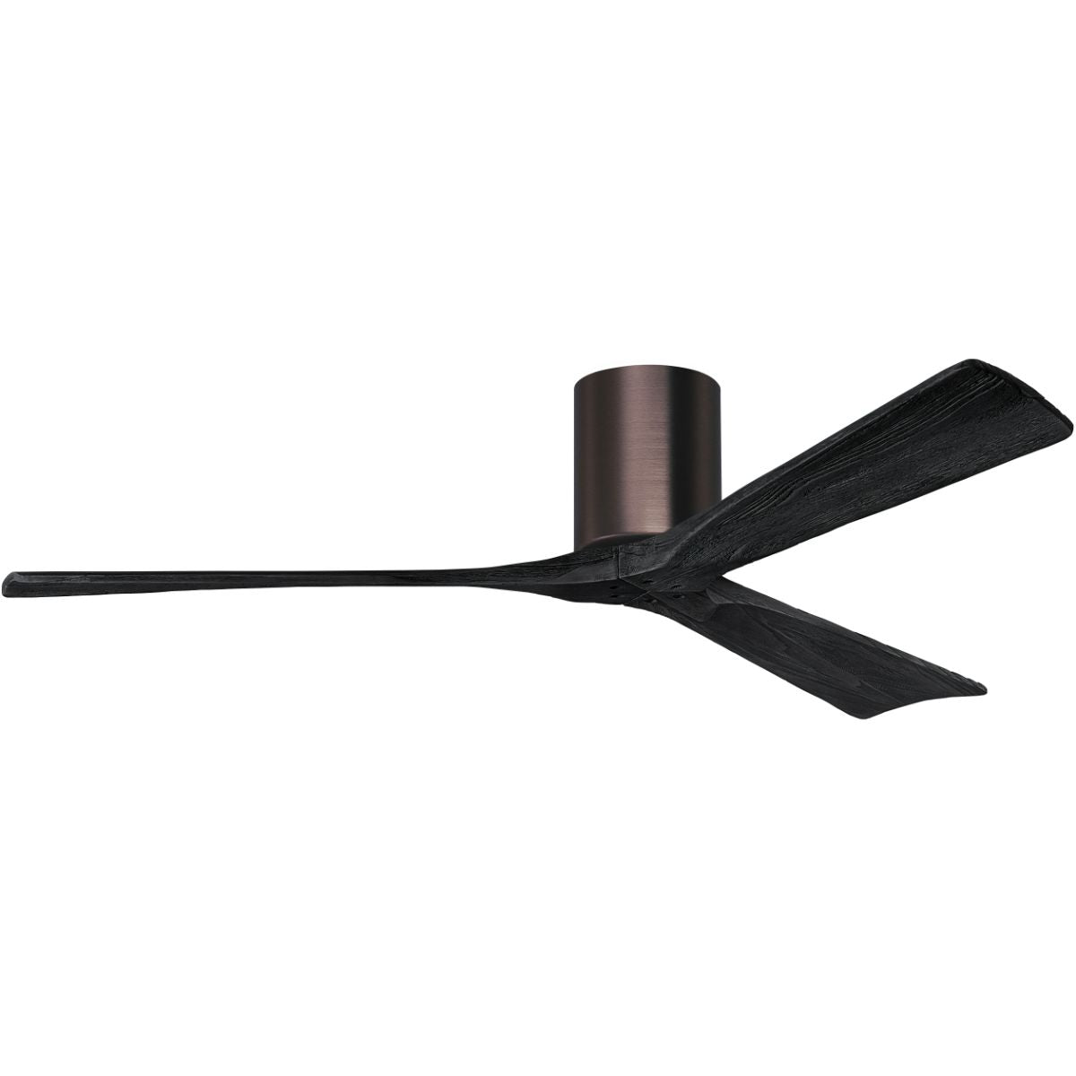 Irene 3-Blade 60 Inch Hugger Ceiling Fan with Remote, Brushed Bronze with Matte Black Blades - Bees Lighting