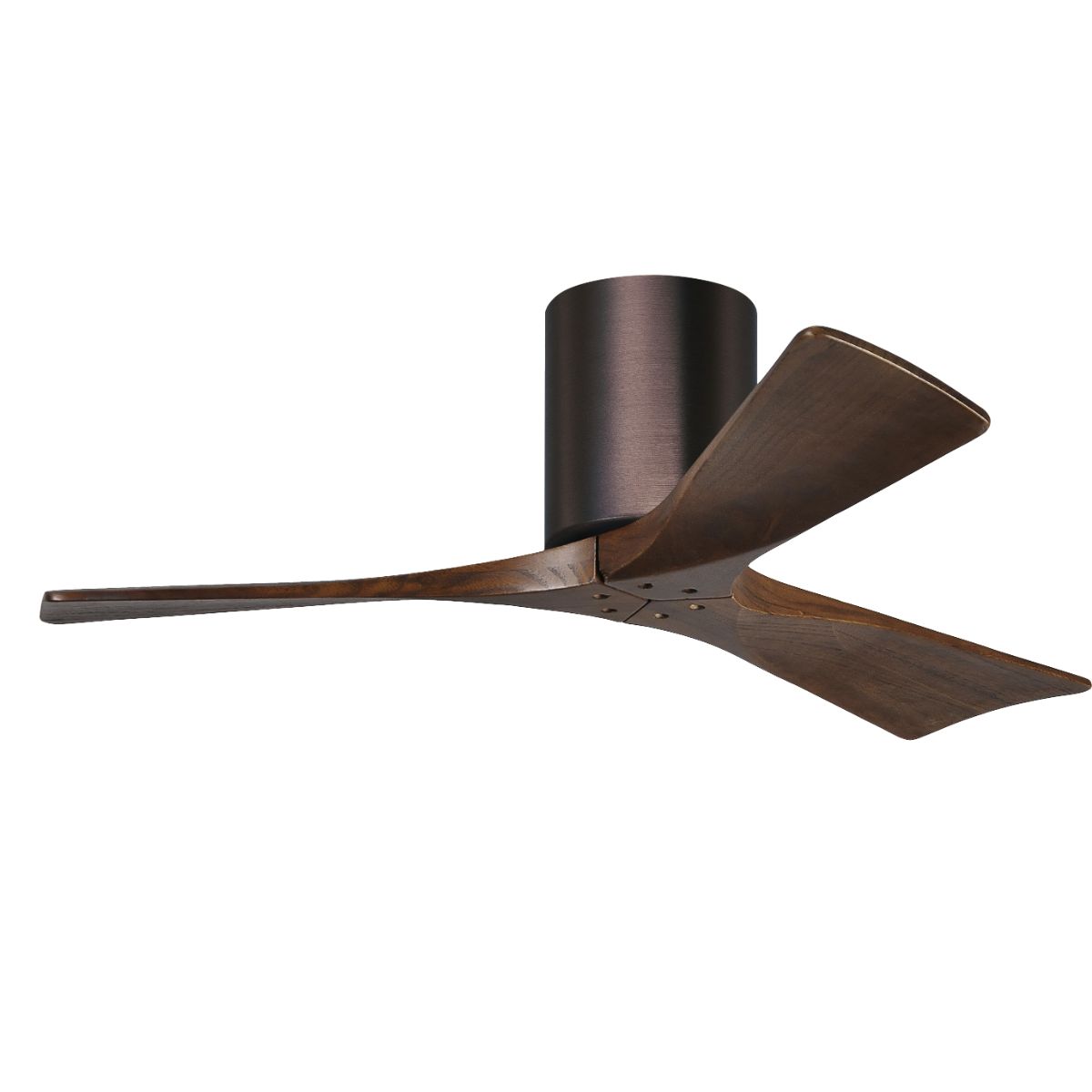 Irene 3-Blade 42 Inch Hugger Ceiling Fan with Remote, Brushed Bronze with Walnut Blades - Bees Lighting