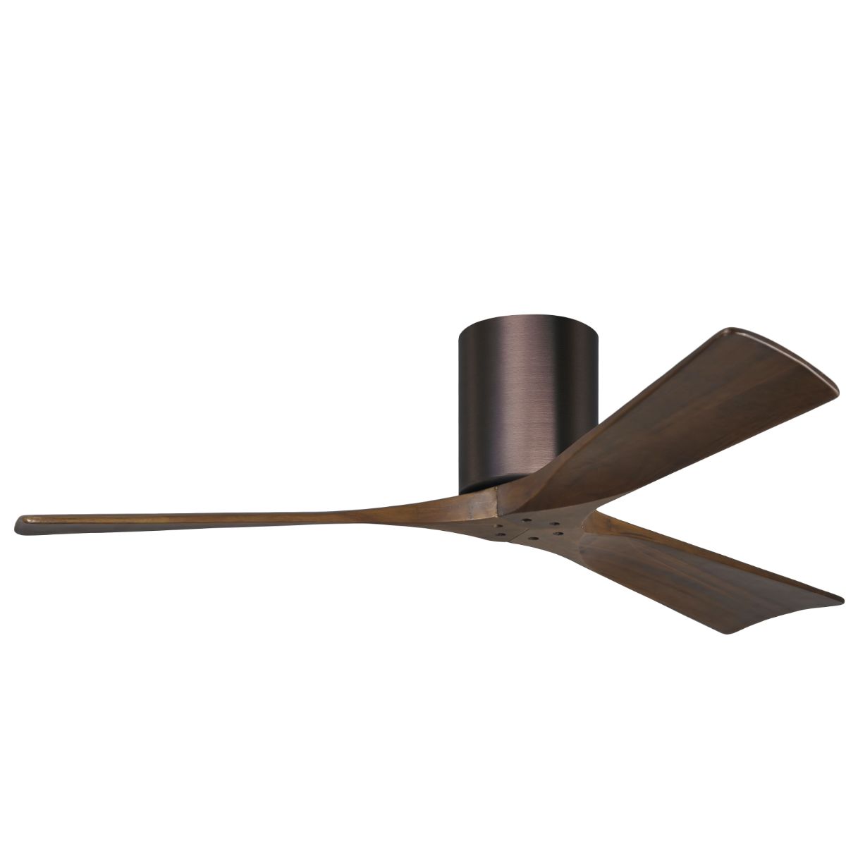 Irene 3-Blade 52 Inch Hugger Ceiling Fan with Remote, Brushed Bronze with Walnut Blades - Bees Lighting