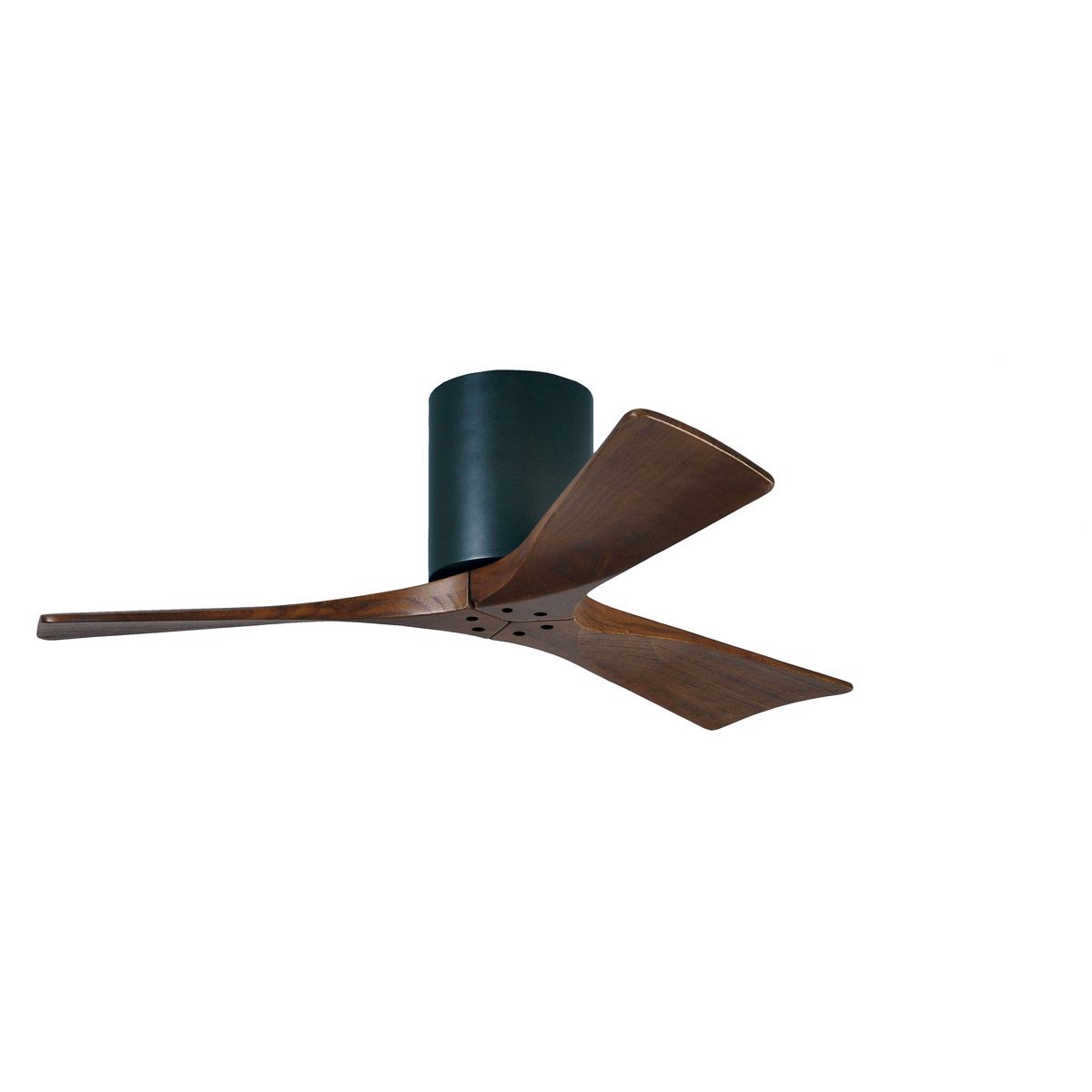 Irene 3-Blade 42 Inch Hugger Ceiling Fan with Remote, Matte Black with Walnut Blades - Bees Lighting