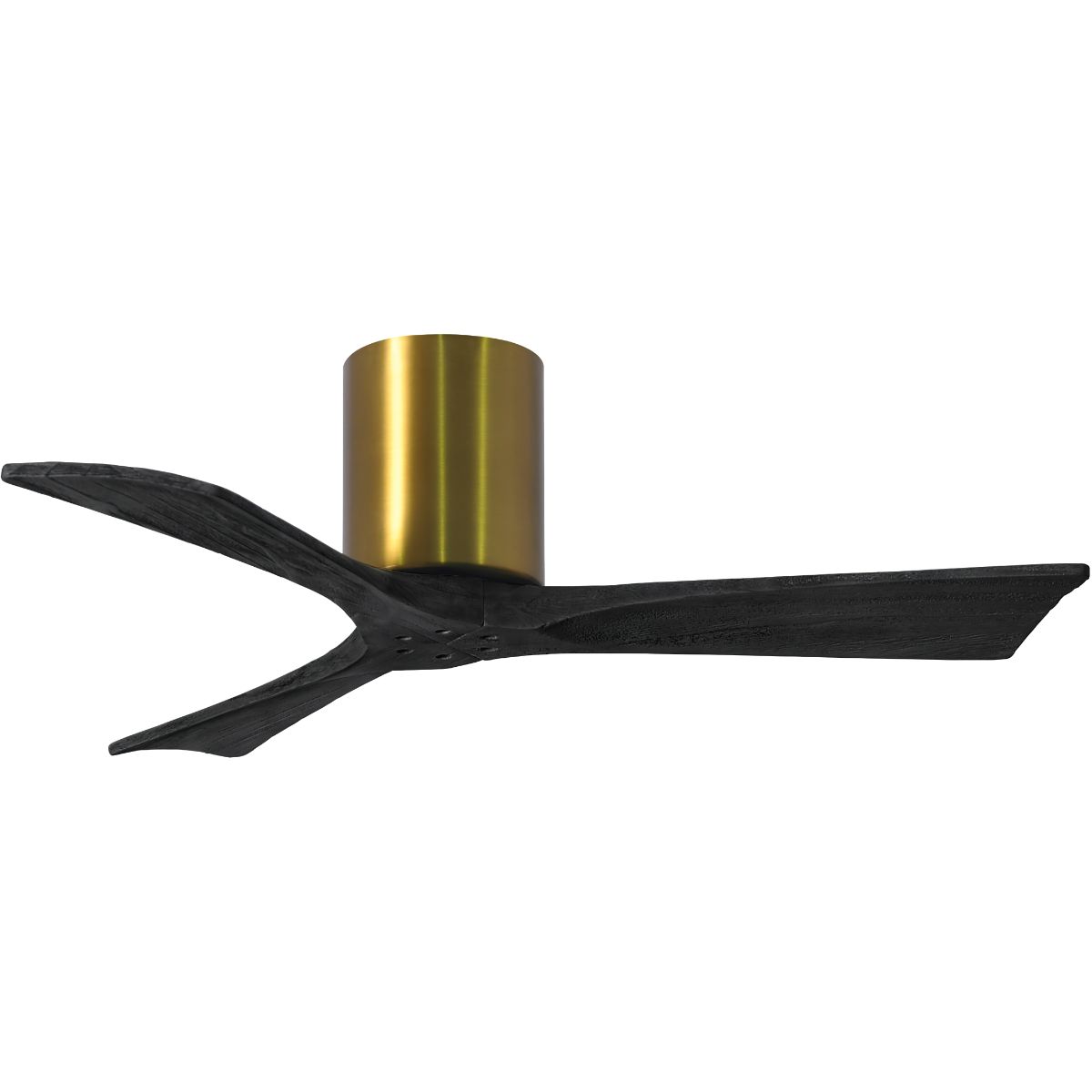 Irene 3-Blade 42 Inch Hugger Ceiling Fan with Remote, Brushed Brass with Matte Black Blades - Bees Lighting