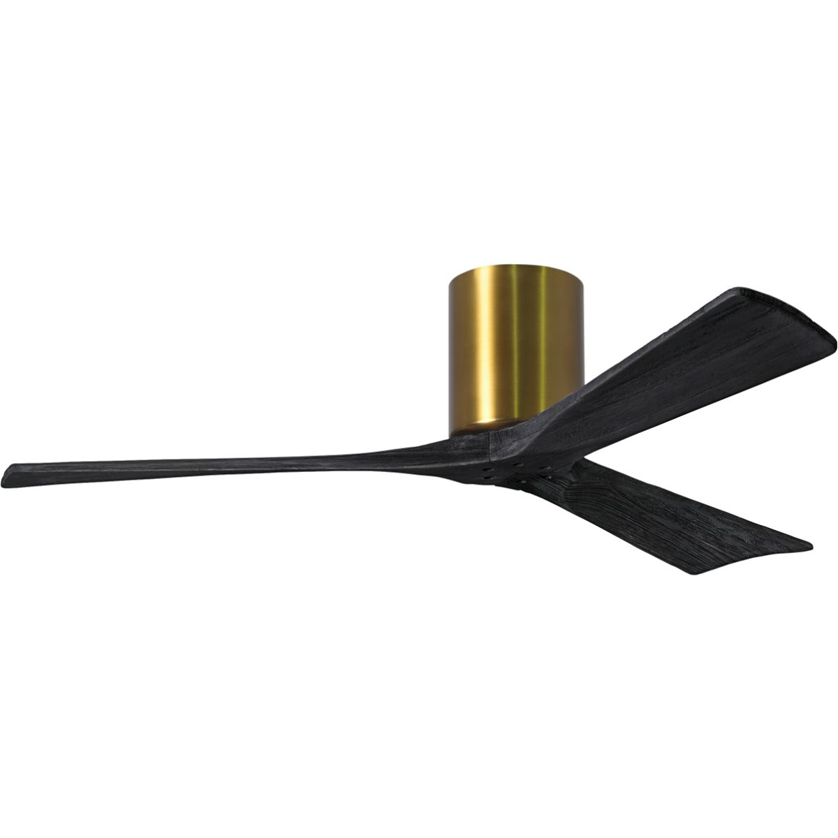 Irene 3-Blade 52 Inch Hugger Ceiling Fan with Remote, Brushed Brass with Matte Black Blades - Bees Lighting