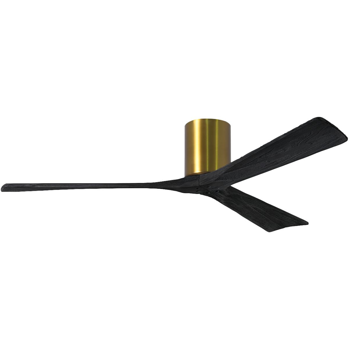 Irene 3-Blade 60 Inch Hugger Ceiling Fan with Remote, Brushed Brass with Matte Black Blades - Bees Lighting