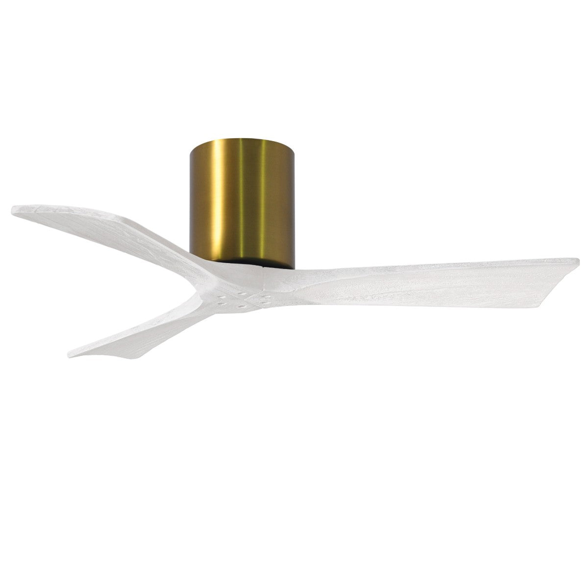 Irene 3-Blade 42 Inch Hugger Ceiling Fan with Remote, Brushed Brass with Matte White Blades