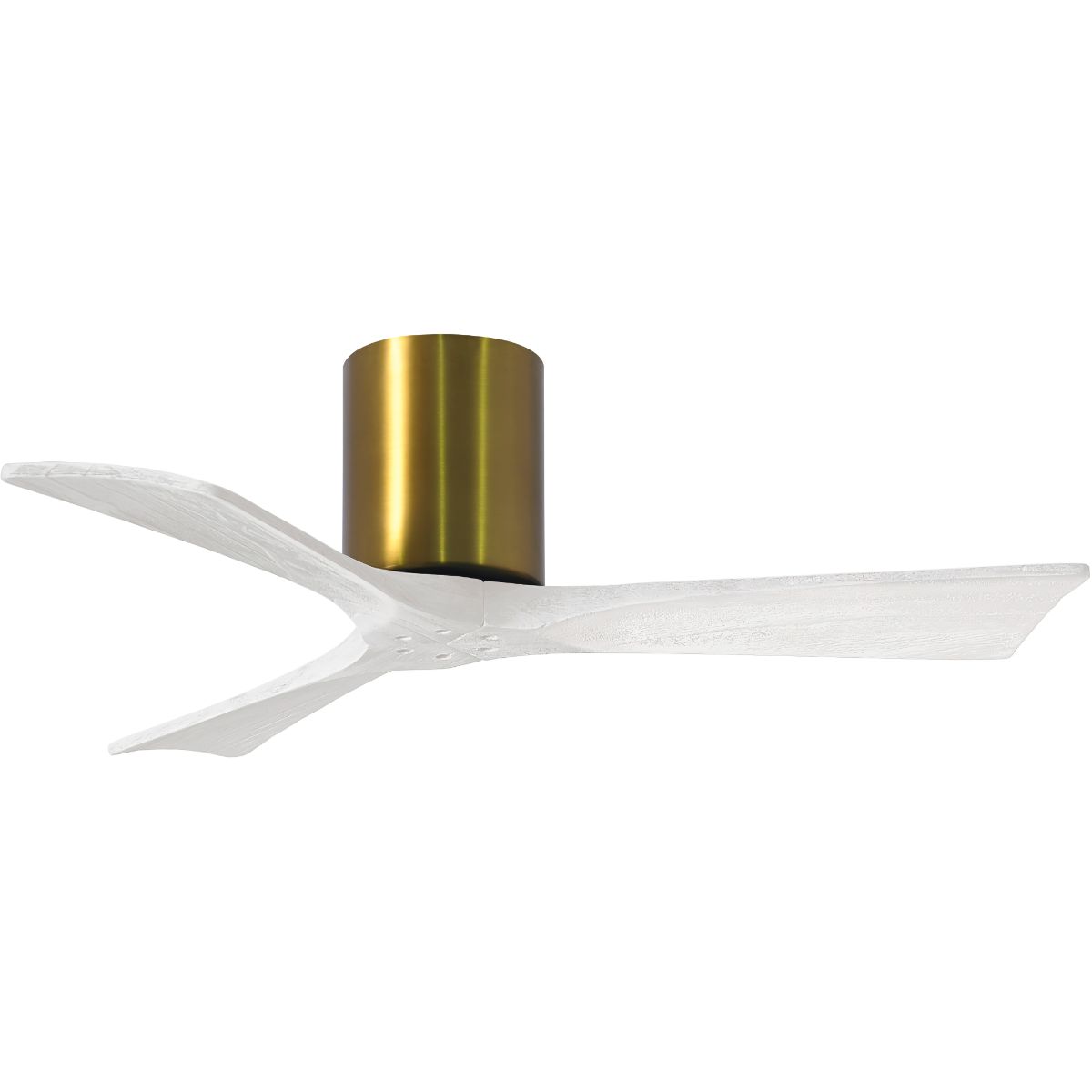 Irene 3-Blade 42 Inch Hugger Ceiling Fan with Remote, Brushed Brass with Matte White Blades - Bees Lighting