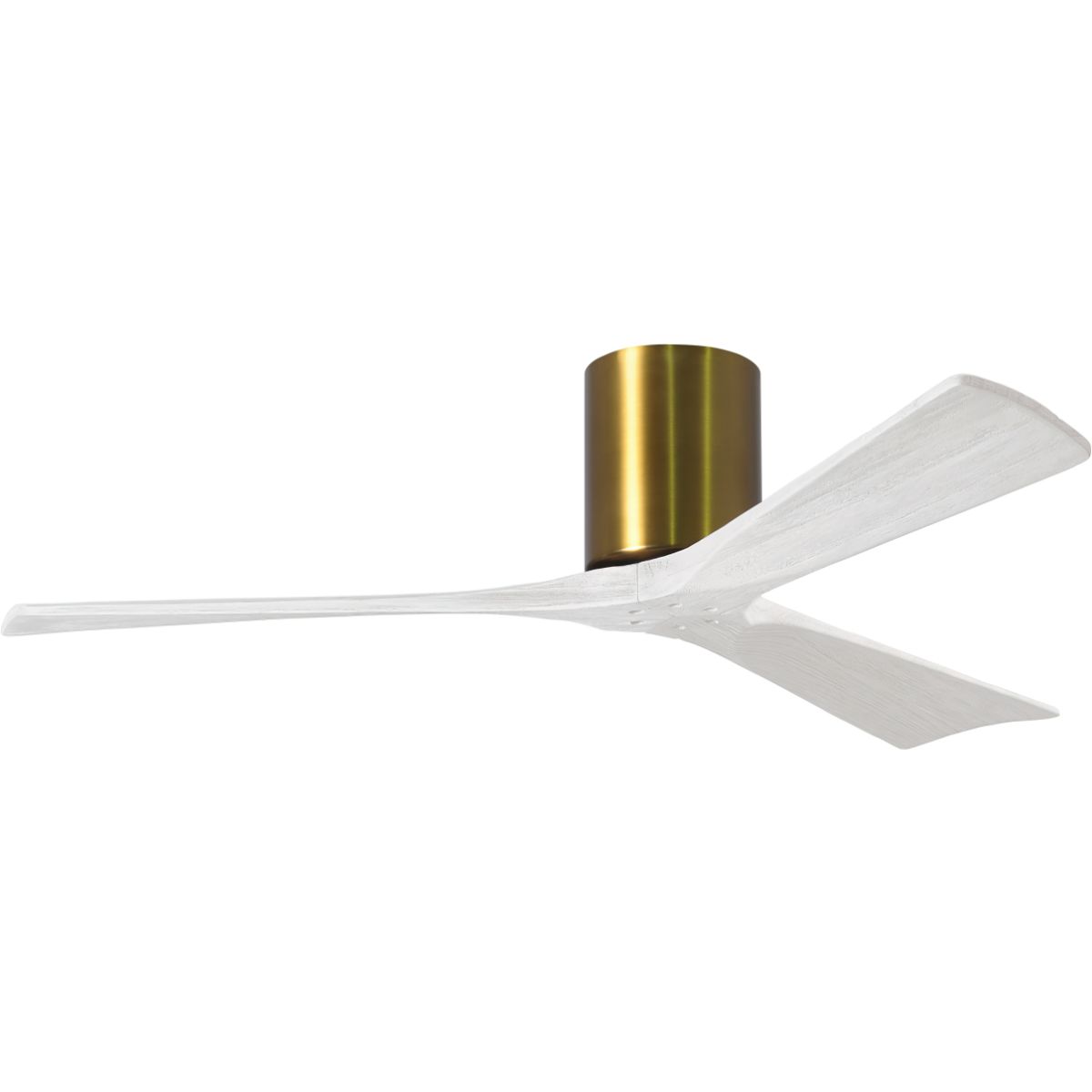 Irene 3-Blade 52 Inch Hugger Ceiling Fan with Remote, Brushed Brass with Matte White Blades - Bees Lighting