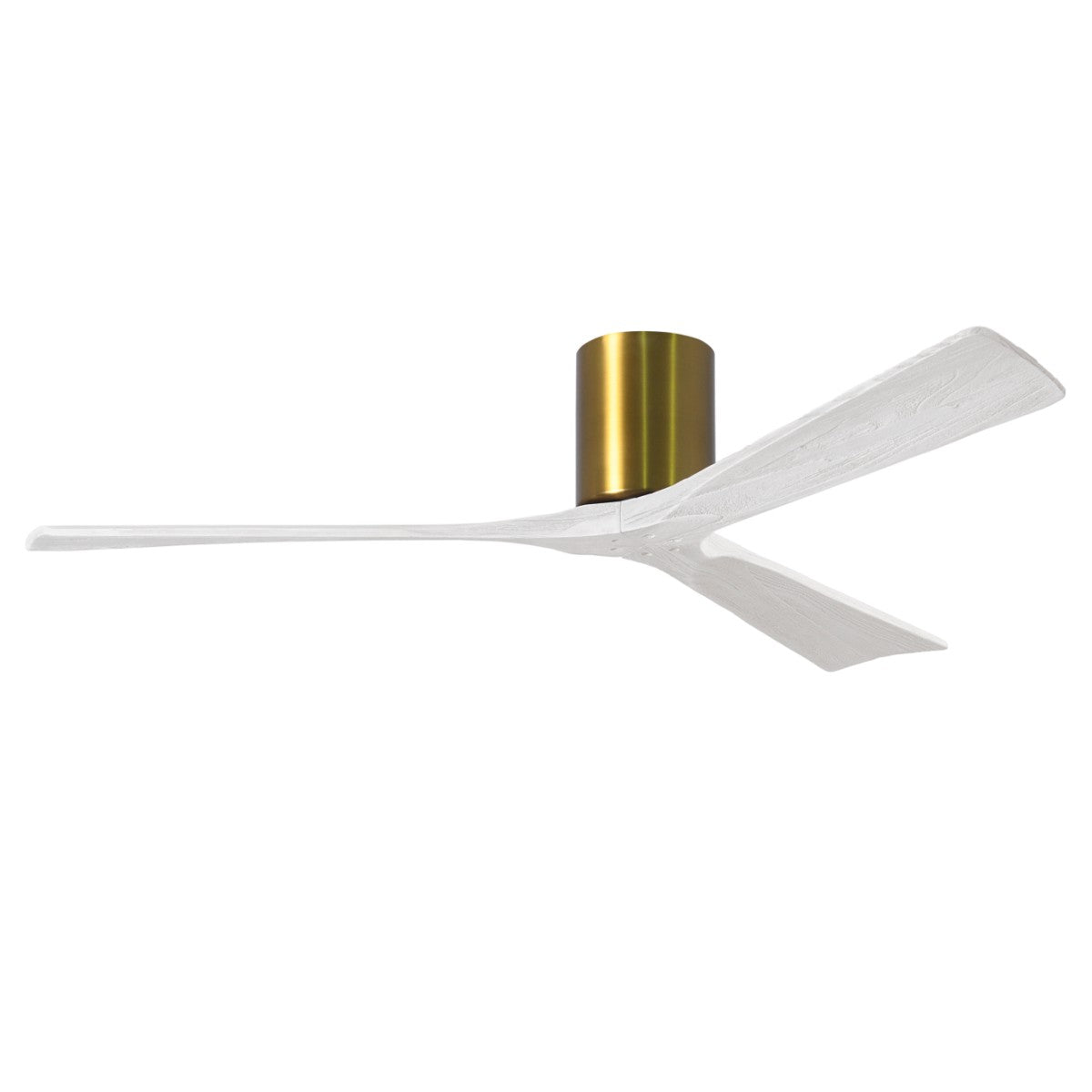 Irene 3-Blade 60 Inch Hugger Ceiling Fan with Remote, Brushed Brass with Matte White Blades