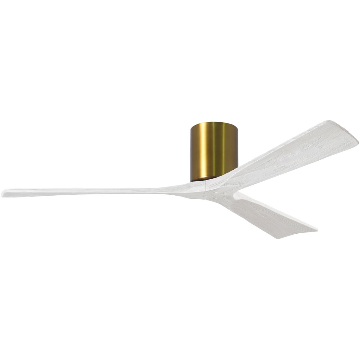 Irene 3-Blade 60 Inch Hugger Ceiling Fan with Remote, Brushed Brass with Matte White Blades - Bees Lighting