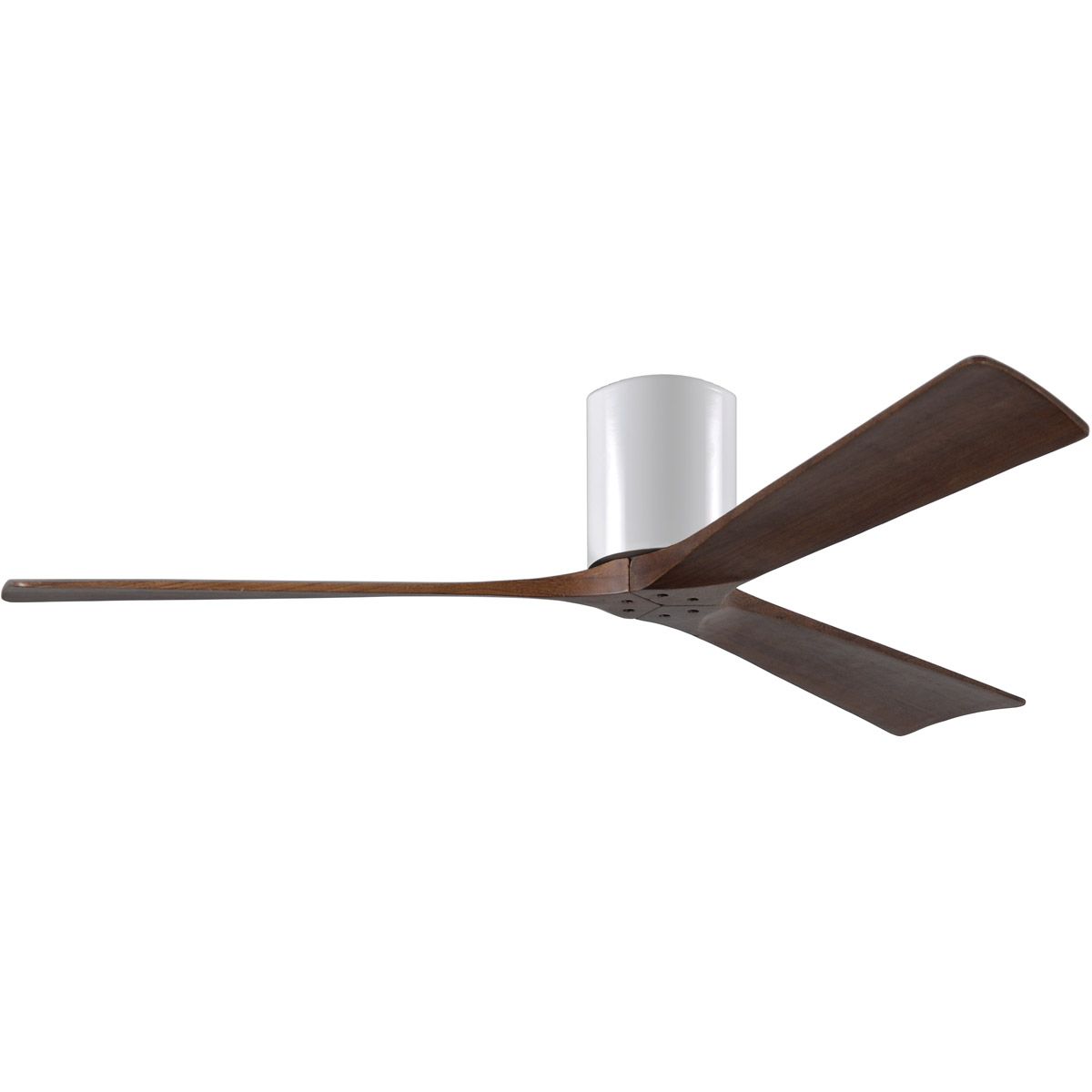 Irene 3-Blade 60 Inch Hugger Ceiling Fan with Remote, Gloss White with Walnut Blades