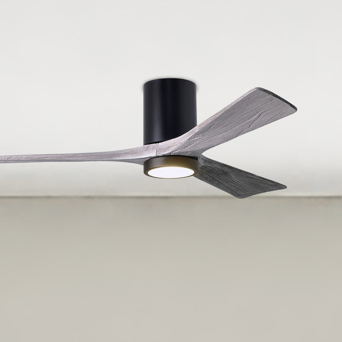 Irene 3-Blade 52 Inch LED Hugger Ceiling Fan with Remote, Matte Black with Barnwood Blades