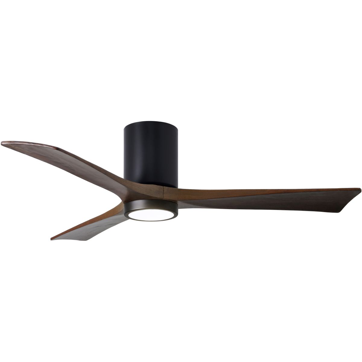 Irene 3-Blade 52 Inch LED Hugger Ceiling Fan with Remote, Matte Black with Walnut Blades - Bees Lighting