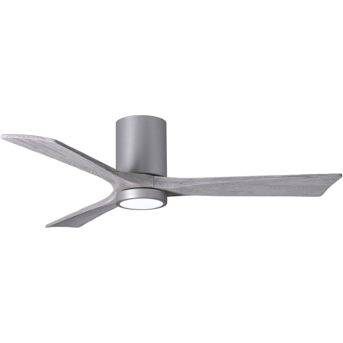 Irene 3-Blade 52 Inch LED Hugger Ceiling Fan with Remote, Brushed Nickel with Barnwood Blades - Bees Lighting