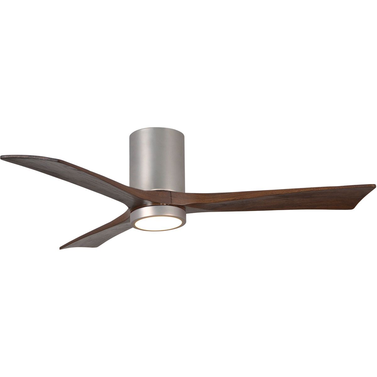 Irene 3-Blade 52 Inch LED Hugger Ceiling Fan with Remote, Brushed Nickel with Walnut Blades