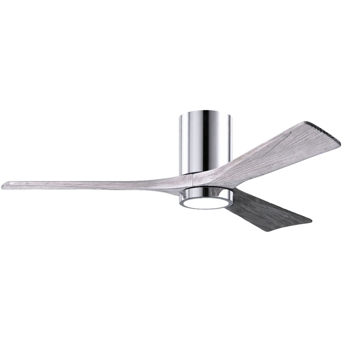 Irene 3-Blade 52 Inch LED Hugger Ceiling Fan with Remote, Polished Chrome with Barnwood Blades - Bees Lighting
