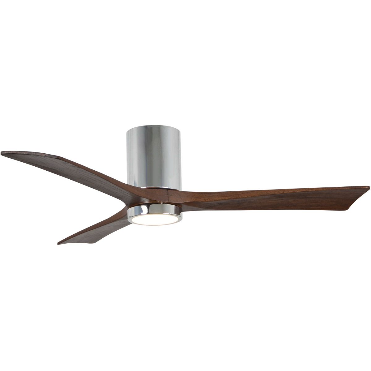 Irene 3-Blade 52 Inch LED Hugger Ceiling Fan with Remote, Polished Chrome with Walnut Blades