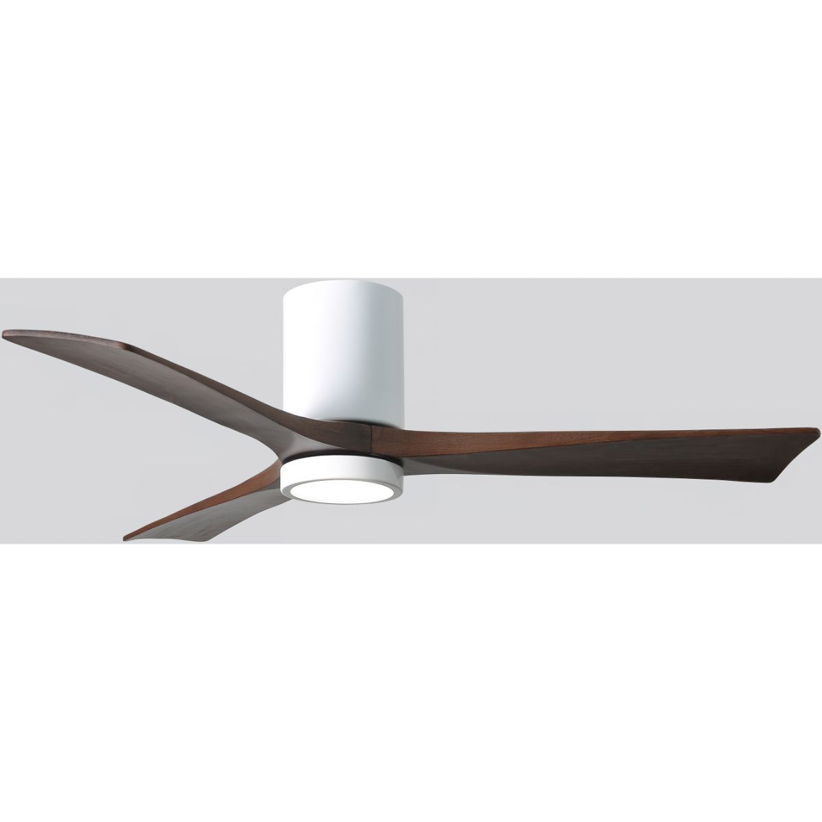 Irene 3-Blade 52 Inch LED Hugger Ceiling Fan with Remote, Gloss White with Walnut Blades - Bees Lighting