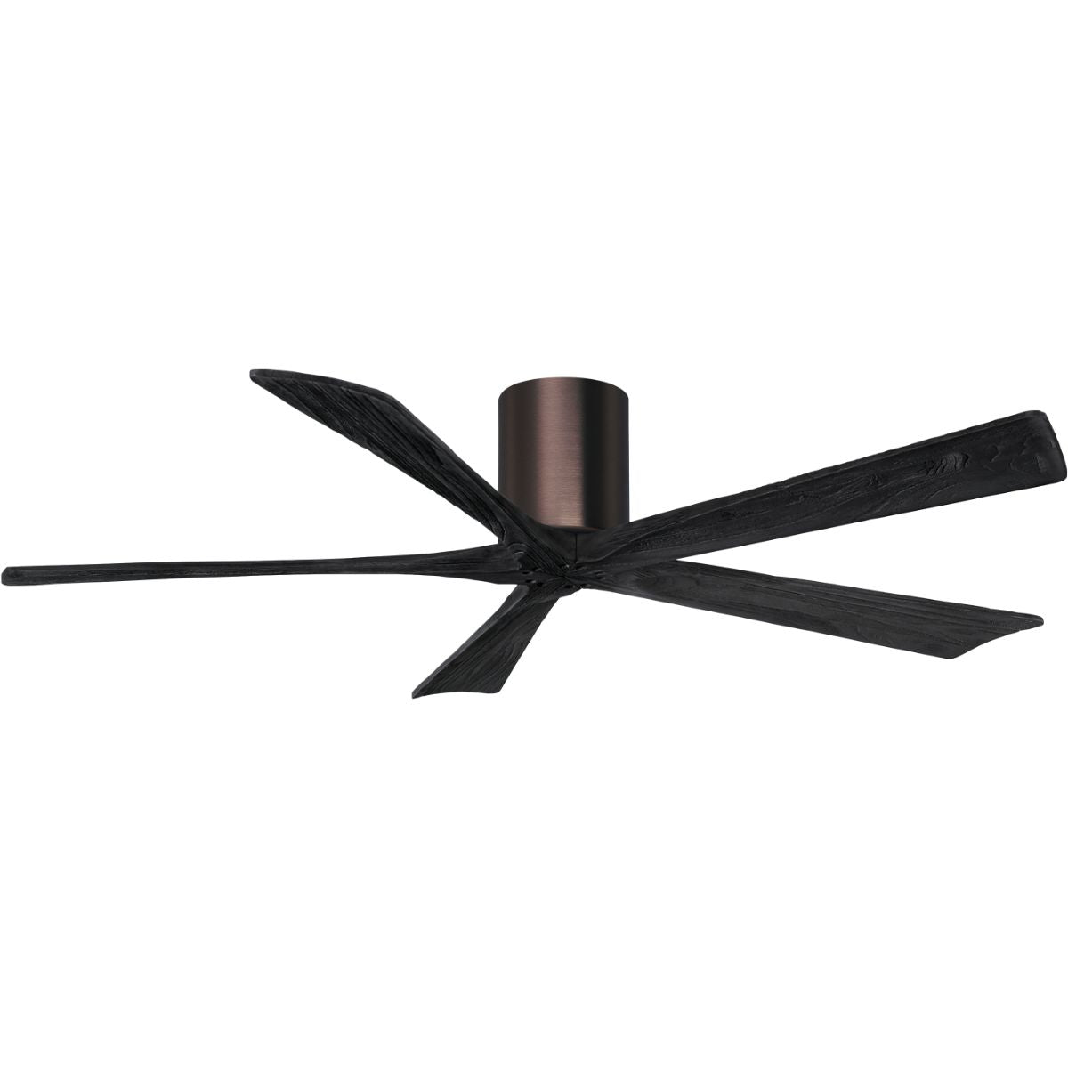 Irene 5-Blade 60 Inch Hugger Ceiling Fan with Remote, Brushed Bronze with Matte Black Blades - Bees Lighting