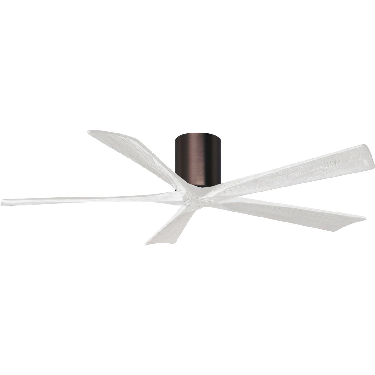 Irene 5-Blade 60 Inch Hugger Ceiling Fan with Remote, Brushed Bronze with Matte White Blades - Bees Lighting
