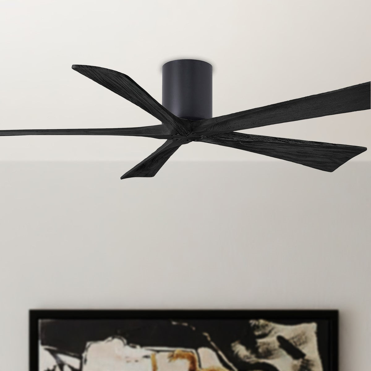 Irene 5-Blade 60 Inch Hugger Ceiling Fan with Remote, Matte Black