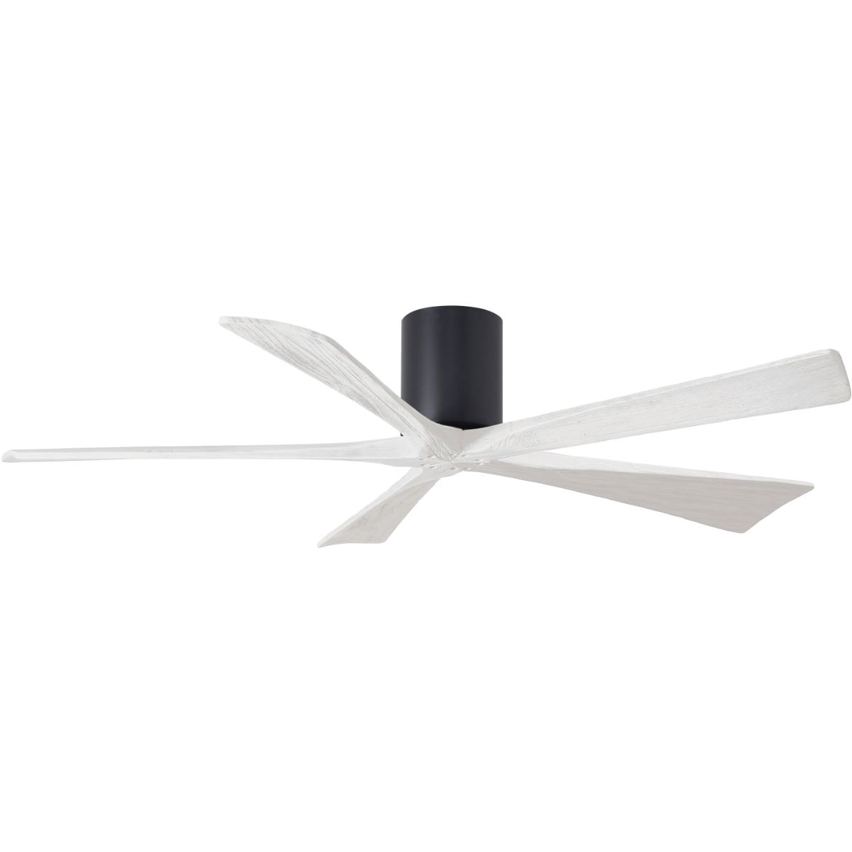 Irene 5-Blade 60 Inch Hugger Ceiling Fan with Remote, Matte Black with Matte White Blades - Bees Lighting