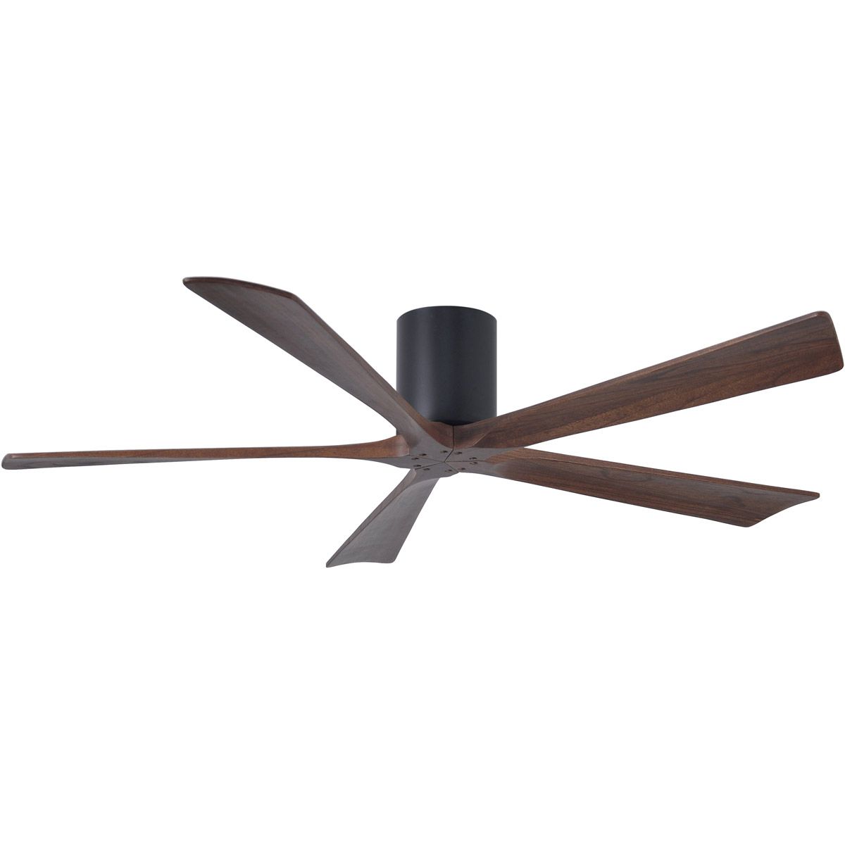 Irene 5-Blade 60 Inch Hugger Ceiling Fan with Remote, Matte Black with Walnut Blades - Bees Lighting