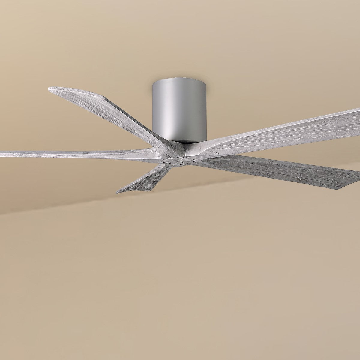 Irene 5-Blade 60 Inch Hugger Ceiling Fan with Remote, Brushed Nickel with Barnwood Blades