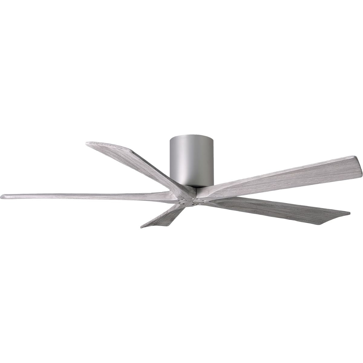 Irene 5-Blade 60 Inch Hugger Ceiling Fan with Remote, Brushed Nickel with Barnwood Blades - Bees Lighting