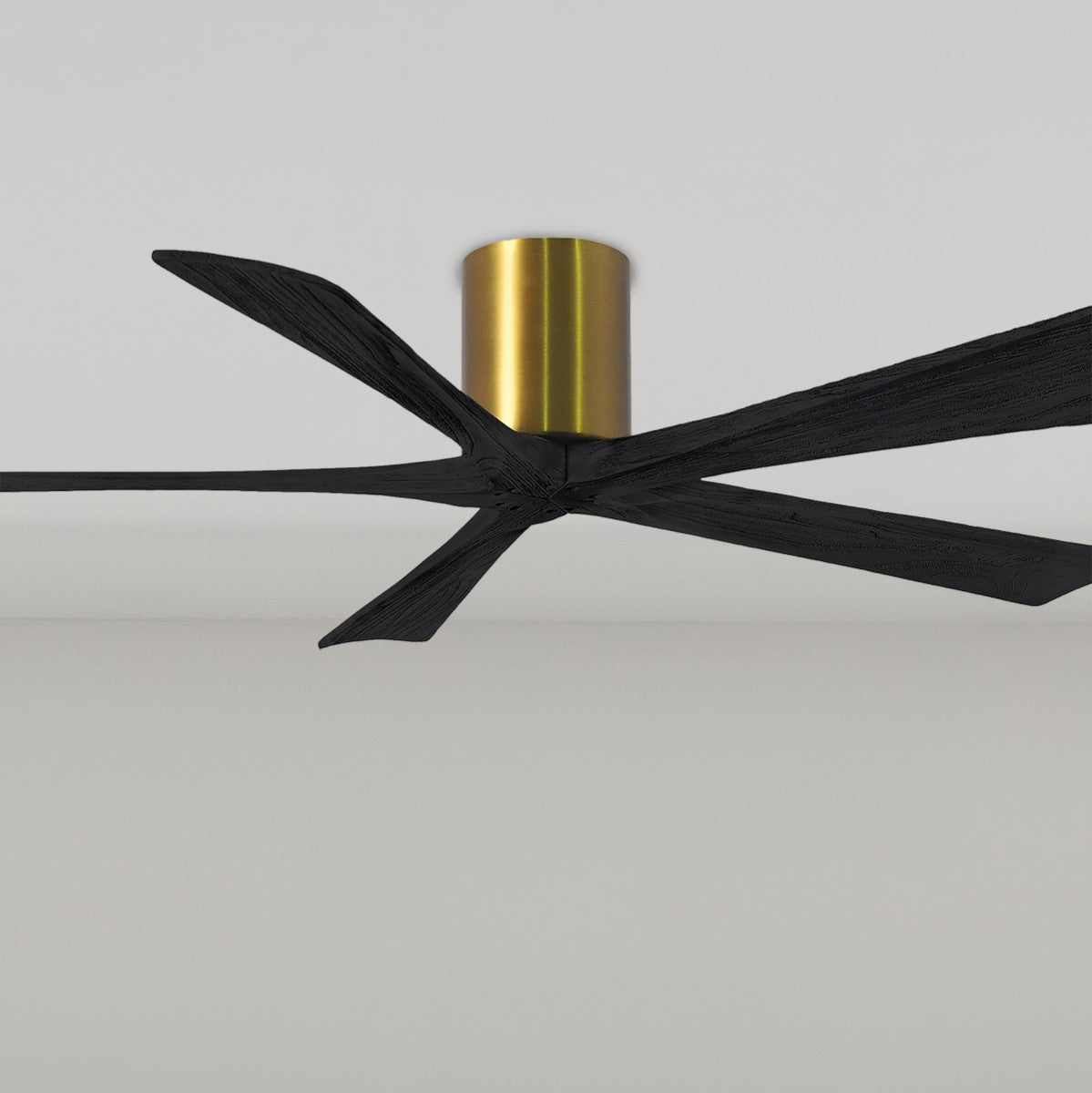 Irene 5-Blade 60 Inch Hugger Ceiling Fan with Remote, Brushed Brass with Matte Black Blades