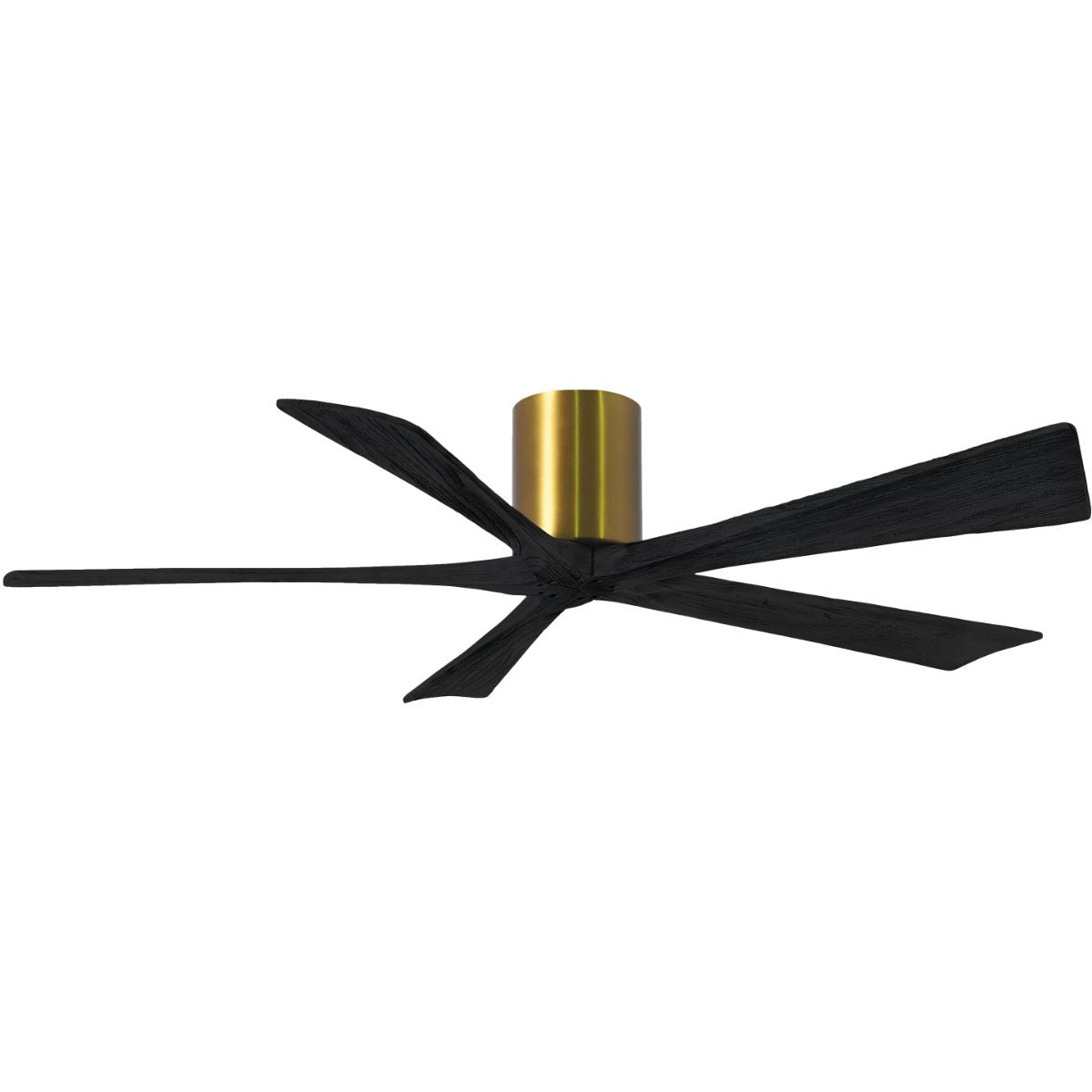 Irene 5-Blade 60 Inch Hugger Ceiling Fan with Remote, Brushed Brass with Matte Black Blades - Bees Lighting