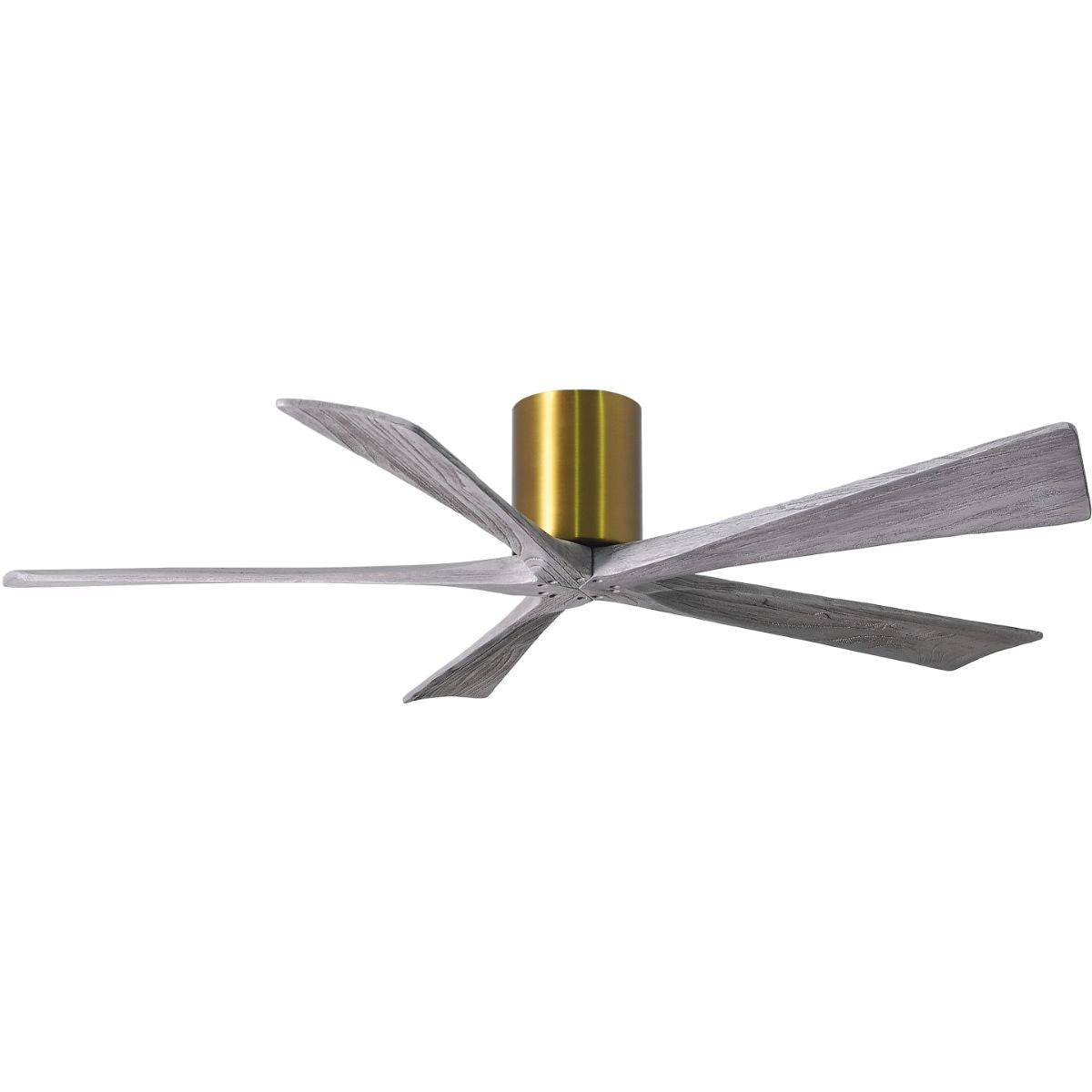 Irene 5-Blade 60 Inch Hugger Ceiling Fan with Remote, Brushed Brass with Barnwood Blades - Bees Lighting