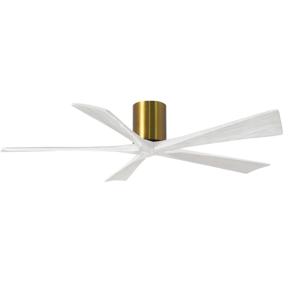 Irene 5-Blade 60 Inch Hugger Ceiling Fan with Remote, Brushed Brass with Matte White Blades - Bees Lighting