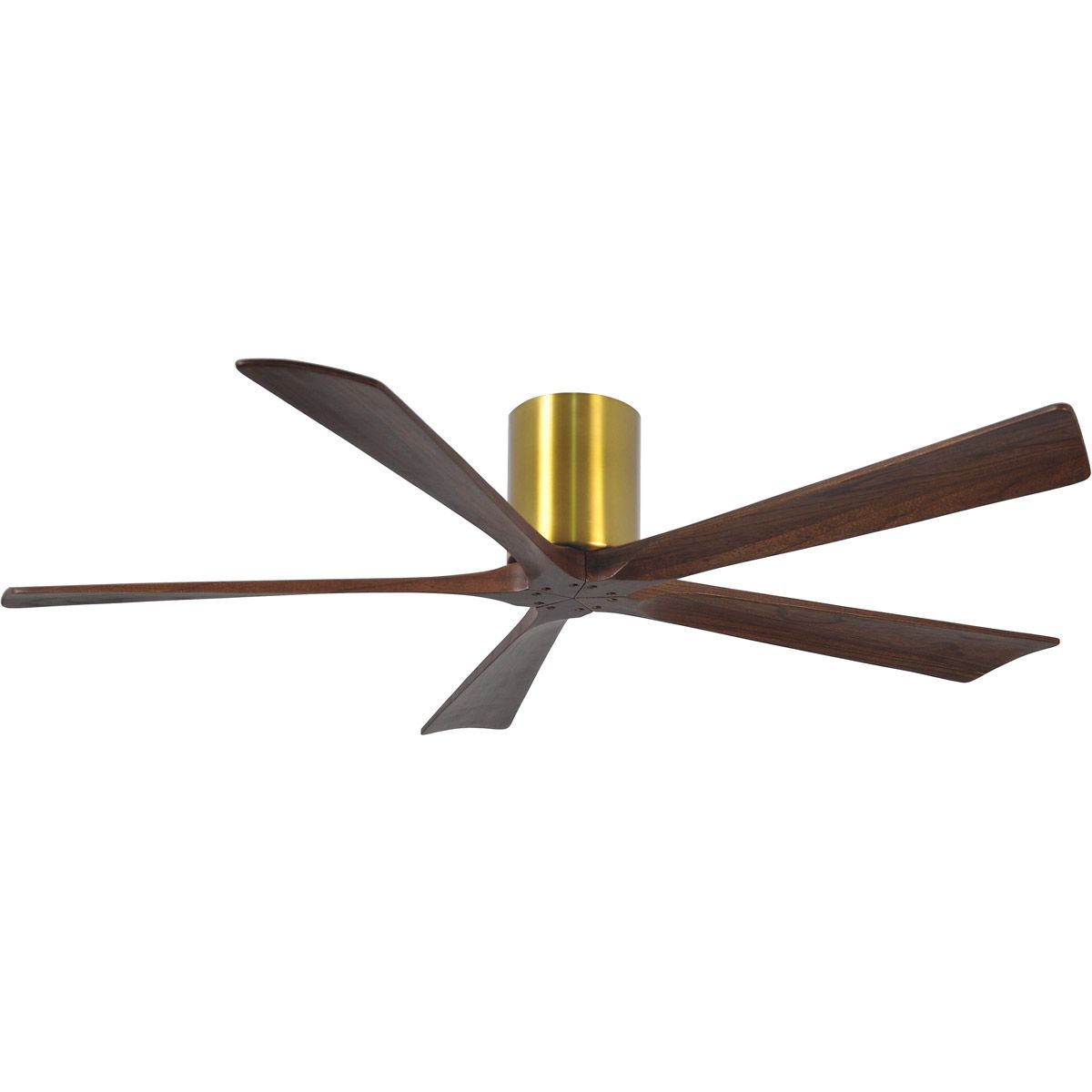 Irene 5-Blade 60 Inch Hugger Ceiling Fan with Remote, Brushed Brass with Walnut Blades