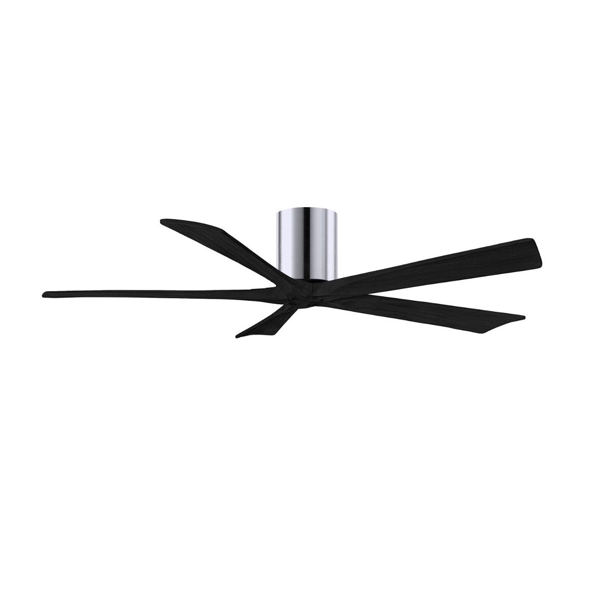 Irene 5-Blade 60 Inch Hugger Ceiling Fan with Remote, Polished Chrome with Matte Black Blades - Bees Lighting