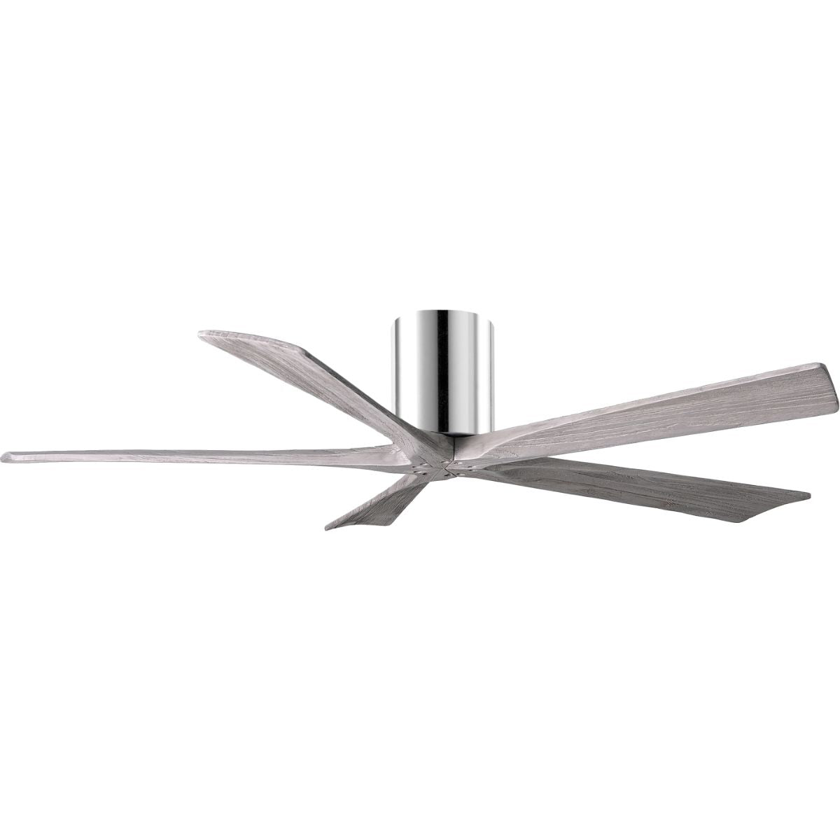 Irene 5-Blade 60 Inch Hugger Ceiling Fan with Remote, Polished Chrome with Barnwood Blades - Bees Lighting