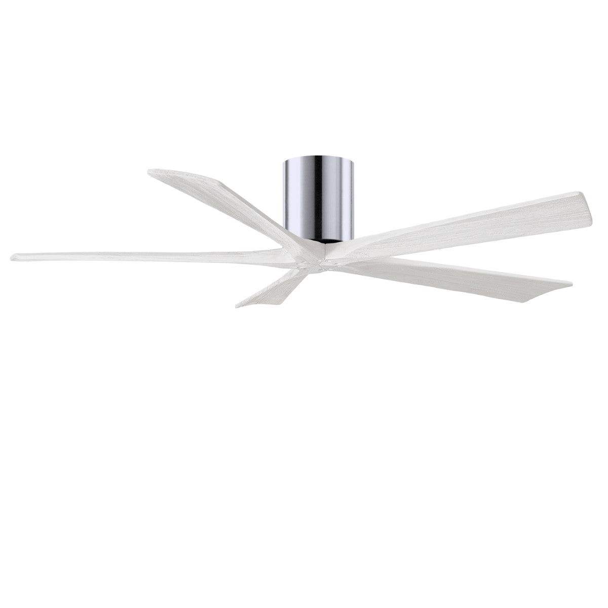 Irene 5-Blade 60 Inch Hugger Ceiling Fan with Remote, Polished Chrome with Matte White Blades
