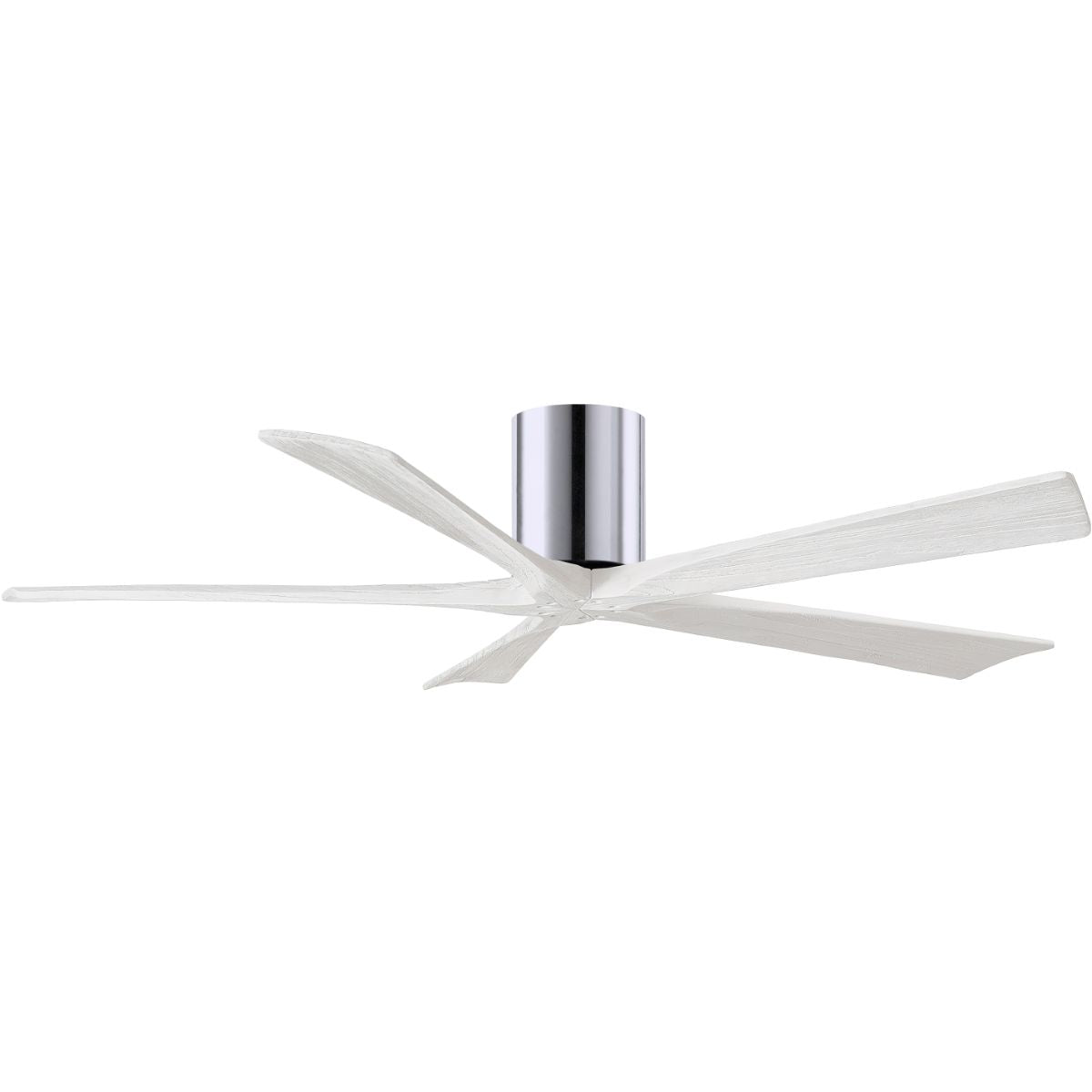 Irene 5-Blade 60 Inch Hugger Ceiling Fan with Remote, Polished Chrome with Matte White Blades - Bees Lighting