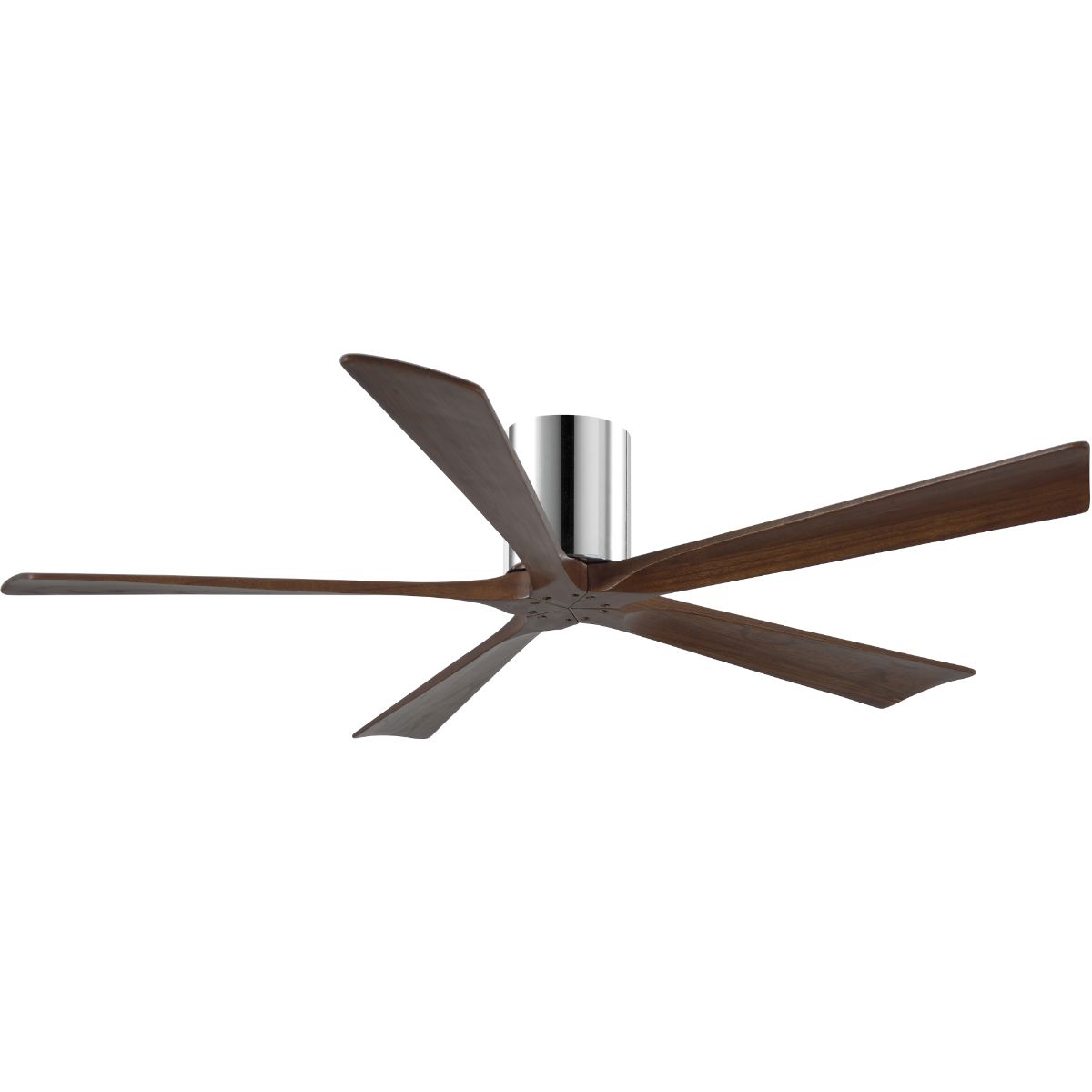 Irene 5-Blade 60 Inch Hugger Ceiling Fan with Remote, Polished Chrome with Walnut Blades - Bees Lighting