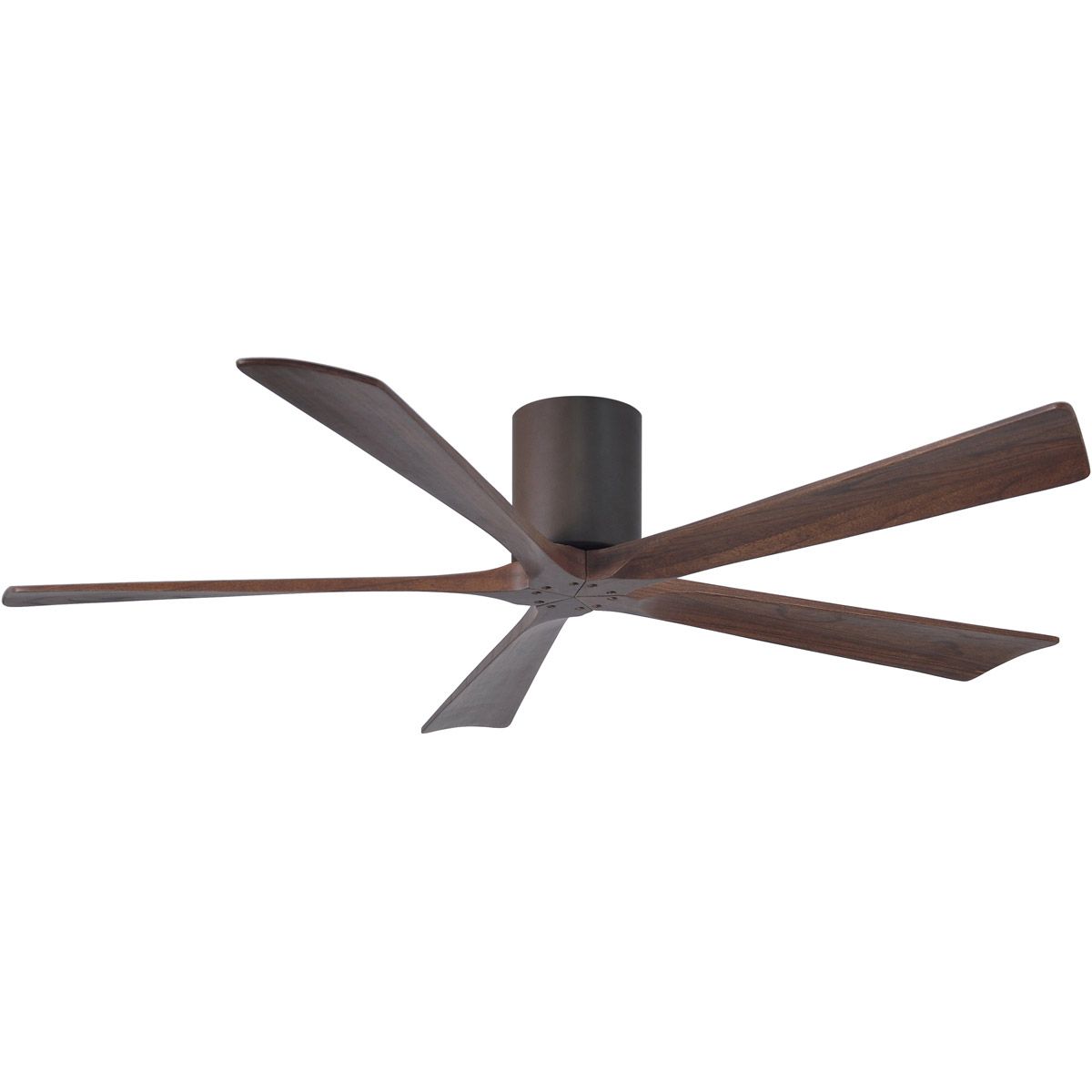Irene 5-Blade 60 Inch Hugger Ceiling Fan with Remote, Textured Bronze with Walnut Blades - Bees Lighting