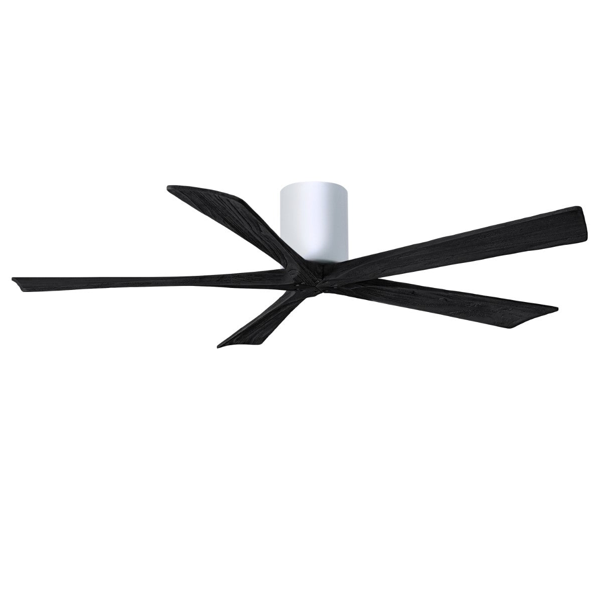 Irene 5-Blade 60 Inch Hugger Ceiling Fan with Remote, Gloss White with Matte Black Blades