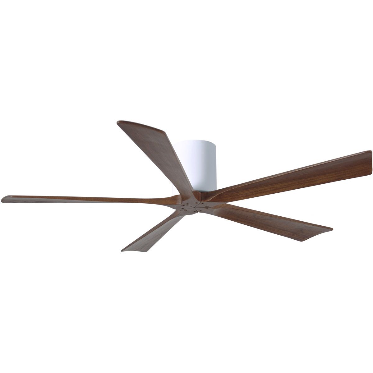 Irene 5-Blade 60 Inch Hugger Ceiling Fan with Remote, Gloss White with Walnut Blades