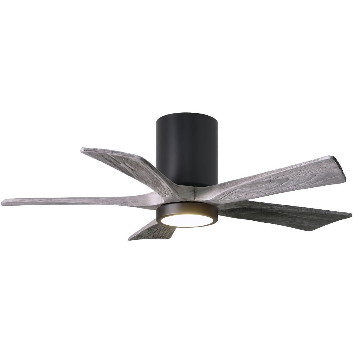 Irene 5-Blade 42 Inch LED Hugger Ceiling Fan with Remote, Matte Black with Barnwood Blades - Bees Lighting