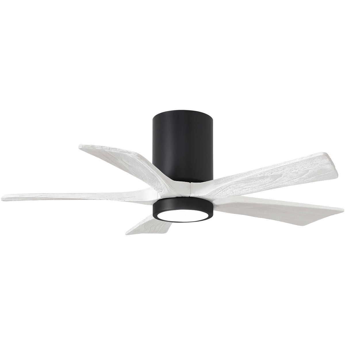 Irene 5-Blade 42 Inch LED Hugger Ceiling Fan with Remote, Matte Black with Matte White Blades - Bees Lighting