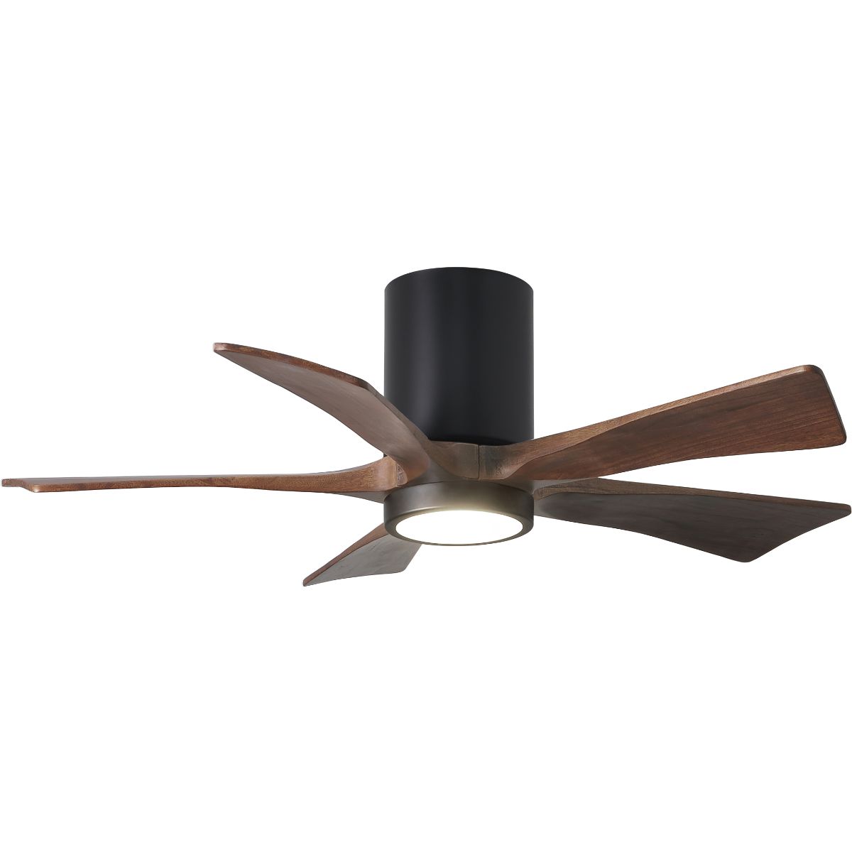 Irene 5-Blade 42 Inch LED Hugger Ceiling Fan with Remote, Matte Black with Walnut Blades - Bees Lighting