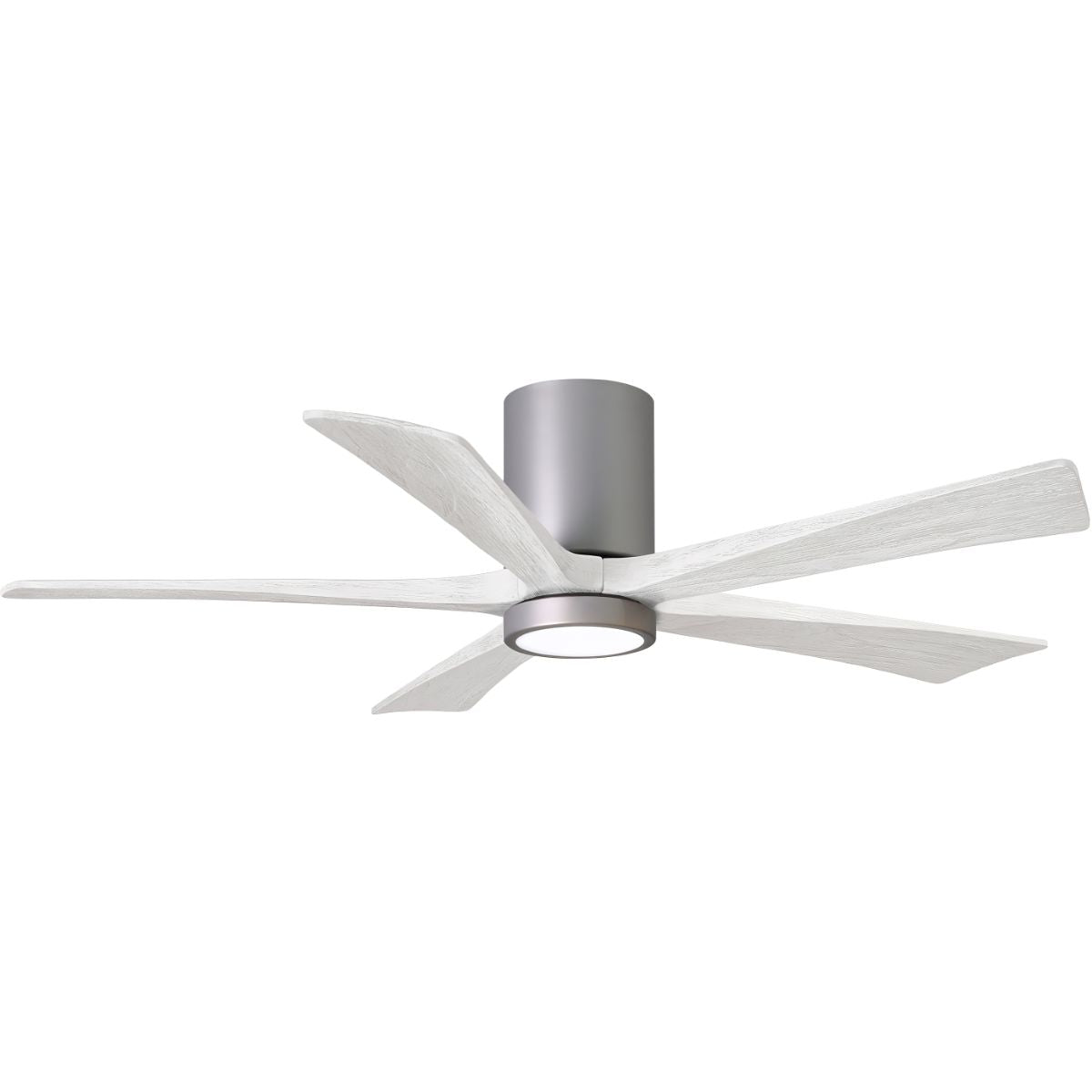 Irene 5-Blade 52 Inch LED Hugger Ceiling Fan with Remote, Brushed Nickel with Matte White Blades - Bees Lighting